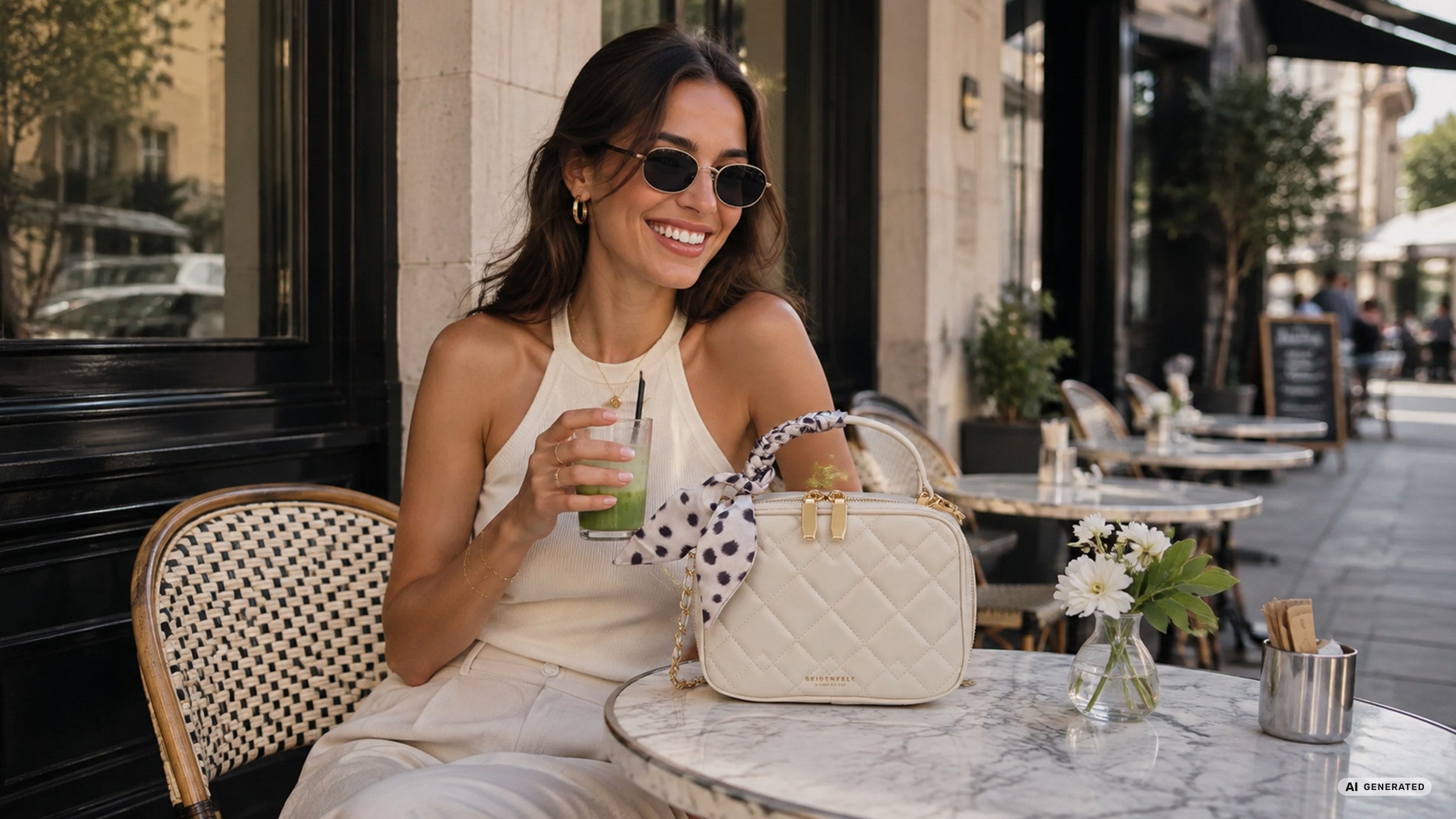 Woman with Scarf Bag Image