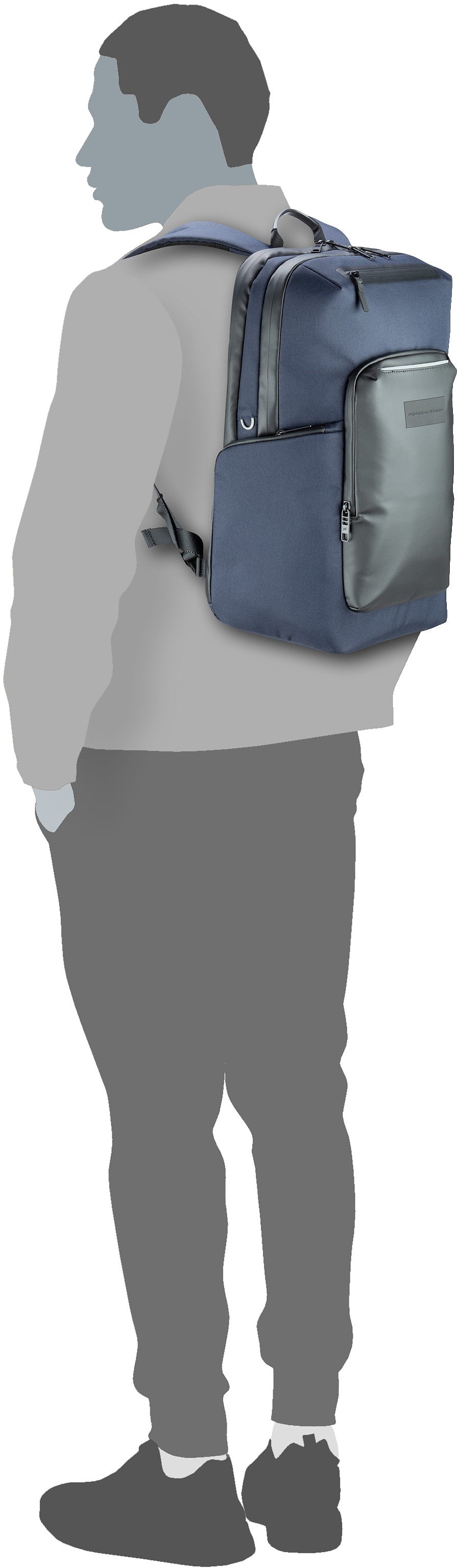 Porsche Design Urban Eco M2 Dark Blue Rucksack – Silhouettenansicht