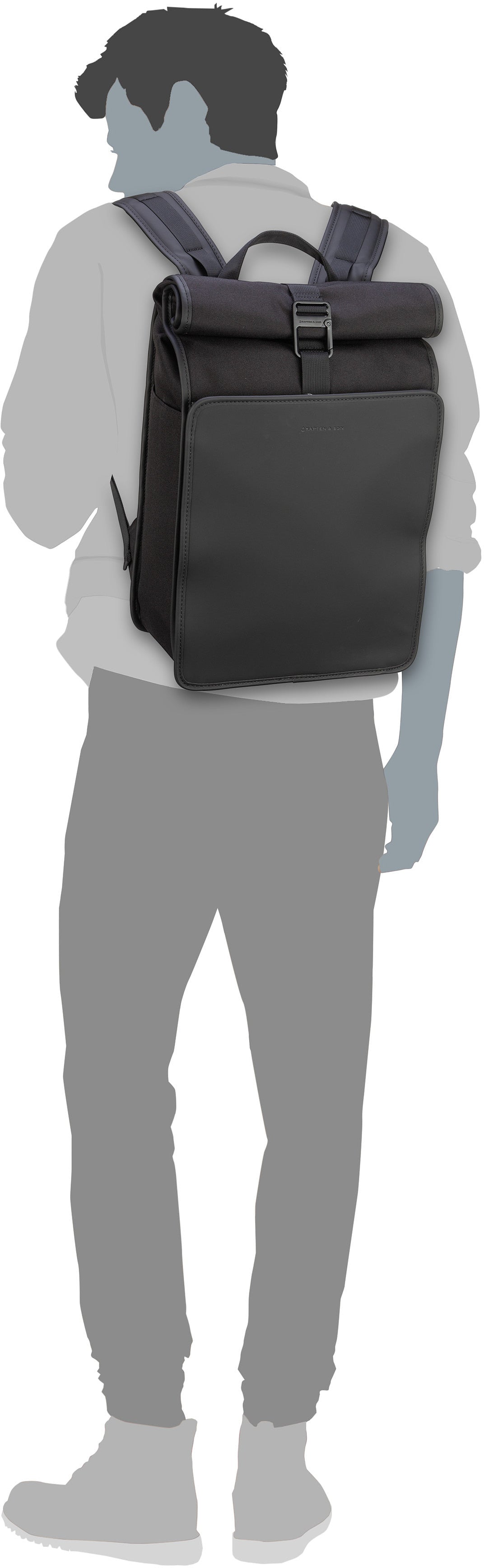 Kapten & Son Lund Pro Sandstone Rolltop Rucksack – Silhouettenansicht