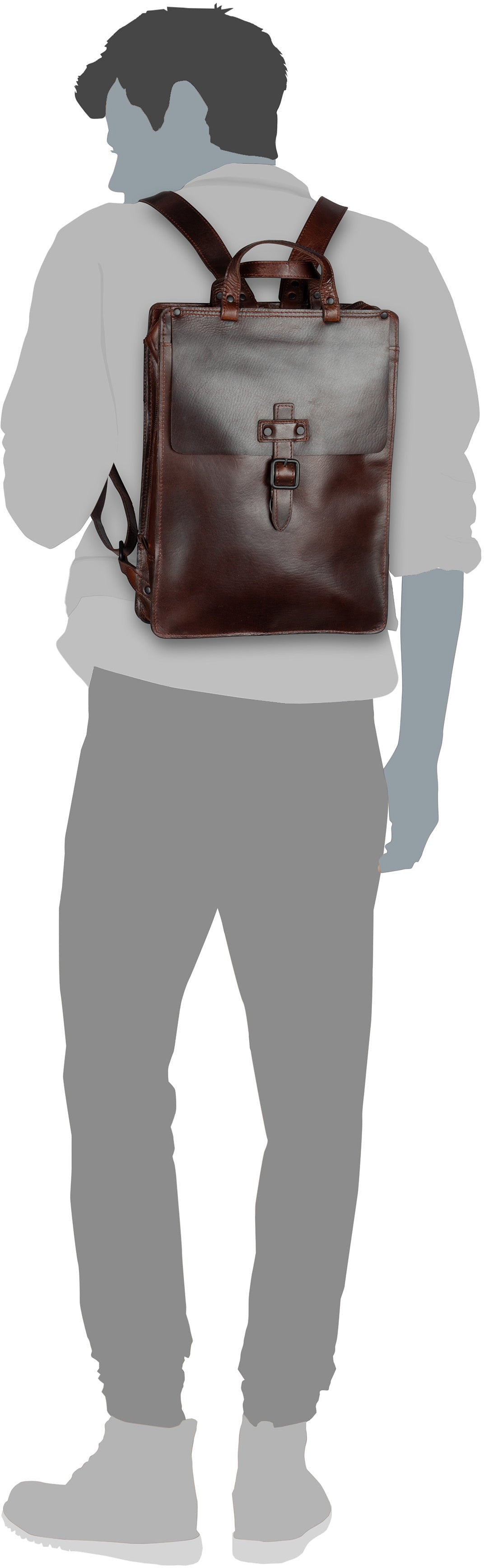 Harold's Aberdeen XL Braun Rucksack – Silhouettenansicht
