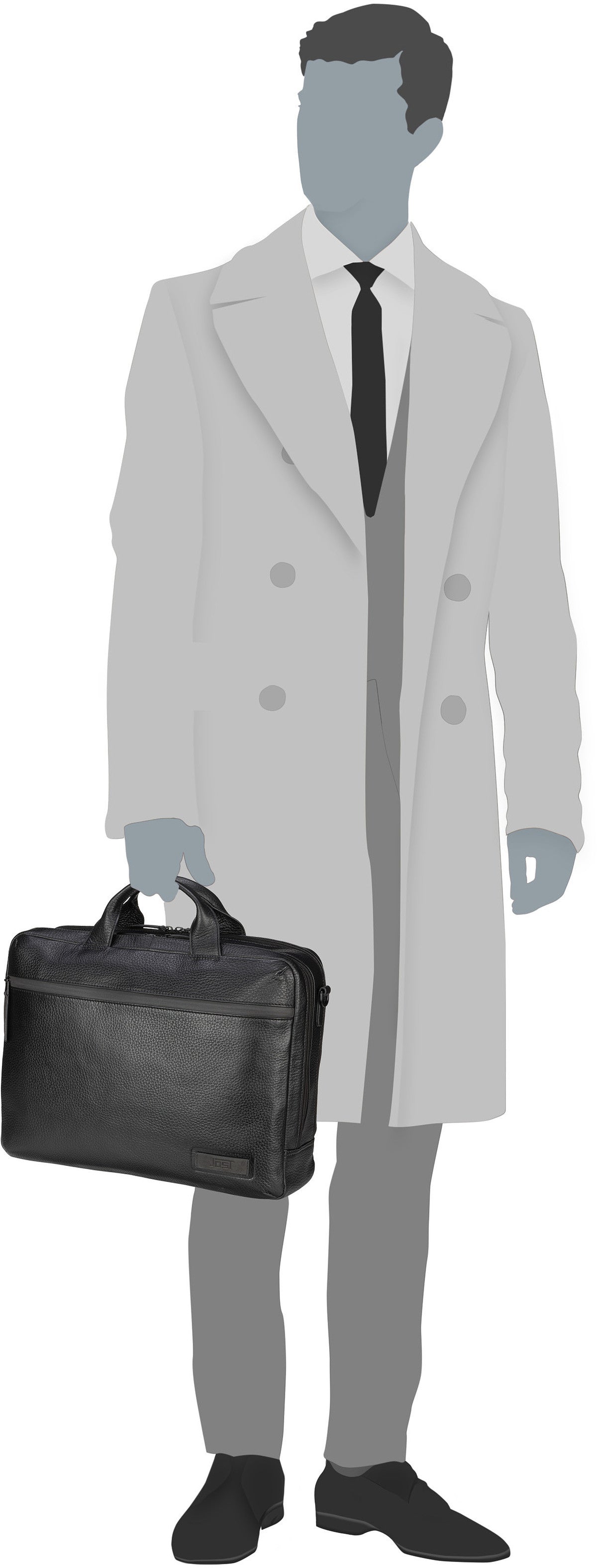 Jost Stockholm Business Bag L 2 Comp Black Aktentasche – Silhouettenansicht