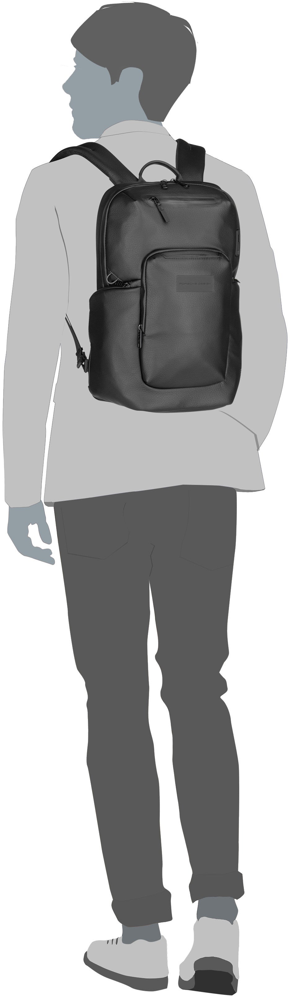 Porsche Design Urban Eco Leather S Black Rucksack – Silhouettenansicht