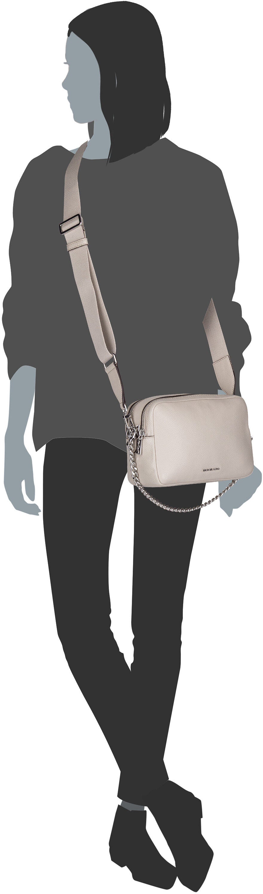 Michael Kors Bryant Medium Double Zip Chain Black Crossbody Bag – Silhouettenansicht