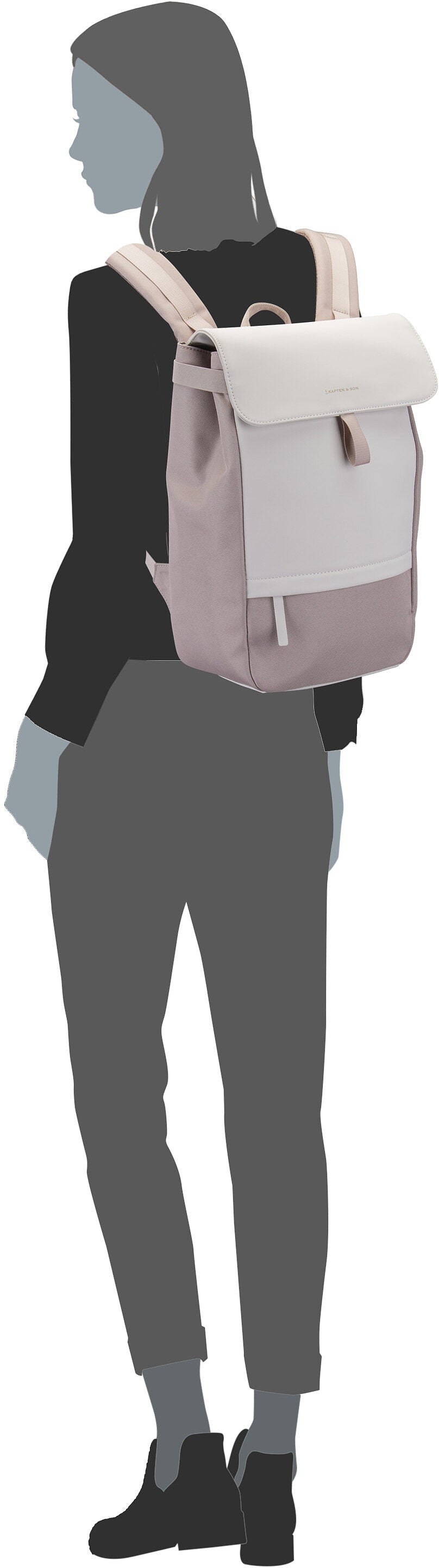 Kapten & Son Fyn Cream Black Rucksack – Silhouettenansicht