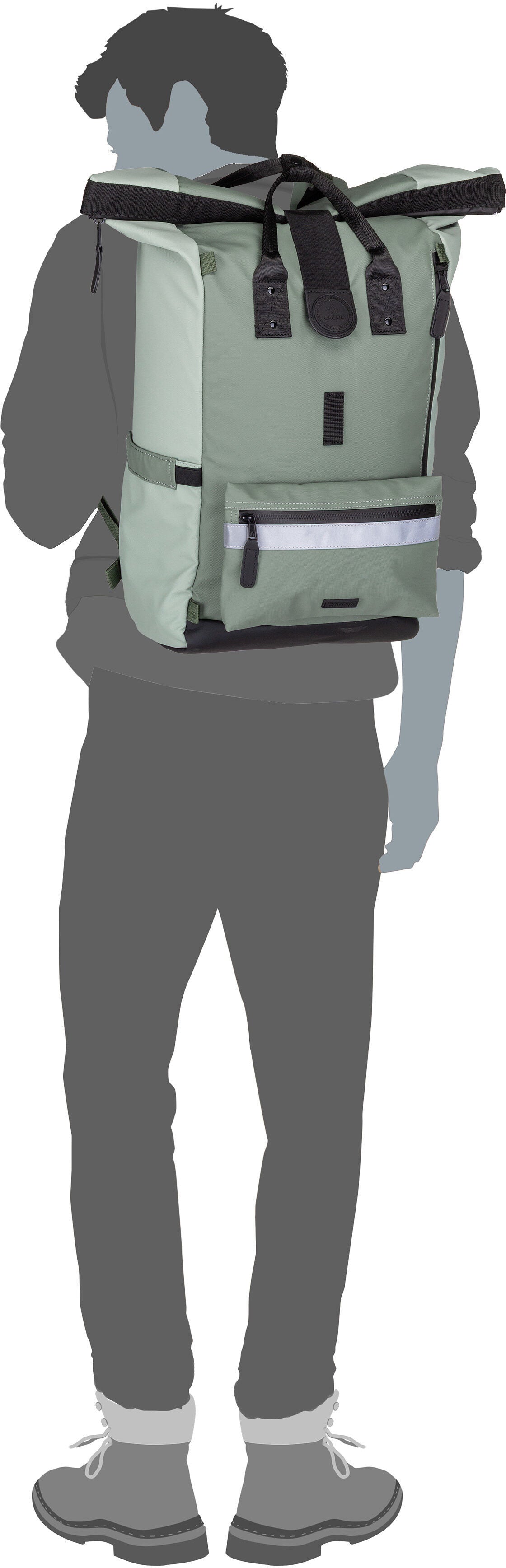 Cabaia Explorer Recycled Oxford Large Wellington Rolltop Rucksack – Silhouettenansicht