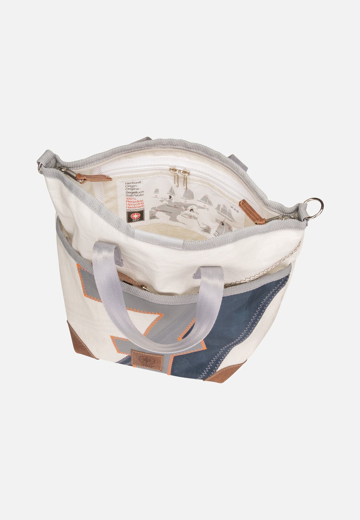 360Grad Deern Mini Weiß/Blau mit hellgrauer Zahl Tote Bag