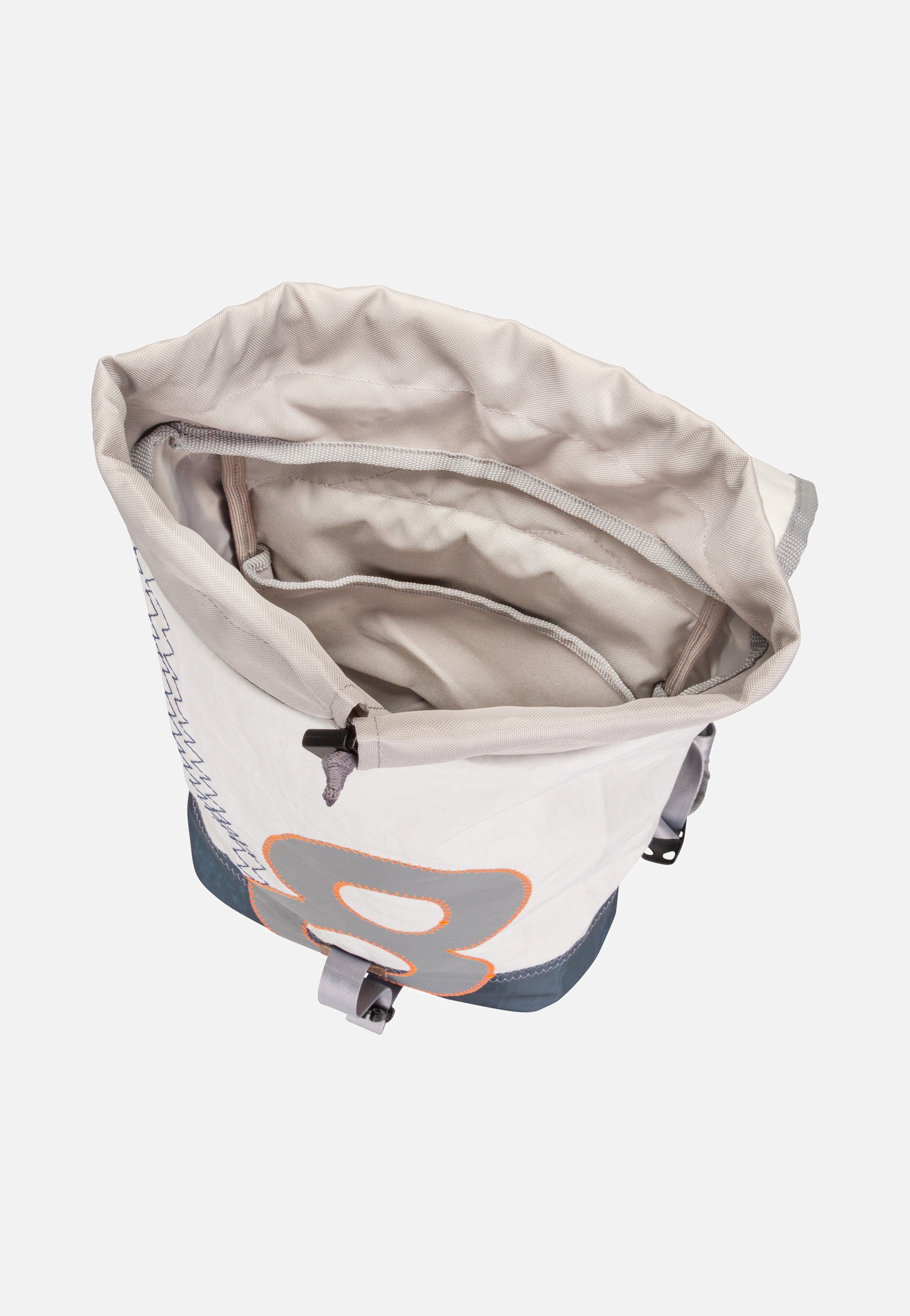 360Grad Landgang Mini Weiß/Balken Blau/Zahl Hellgrau Rucksack