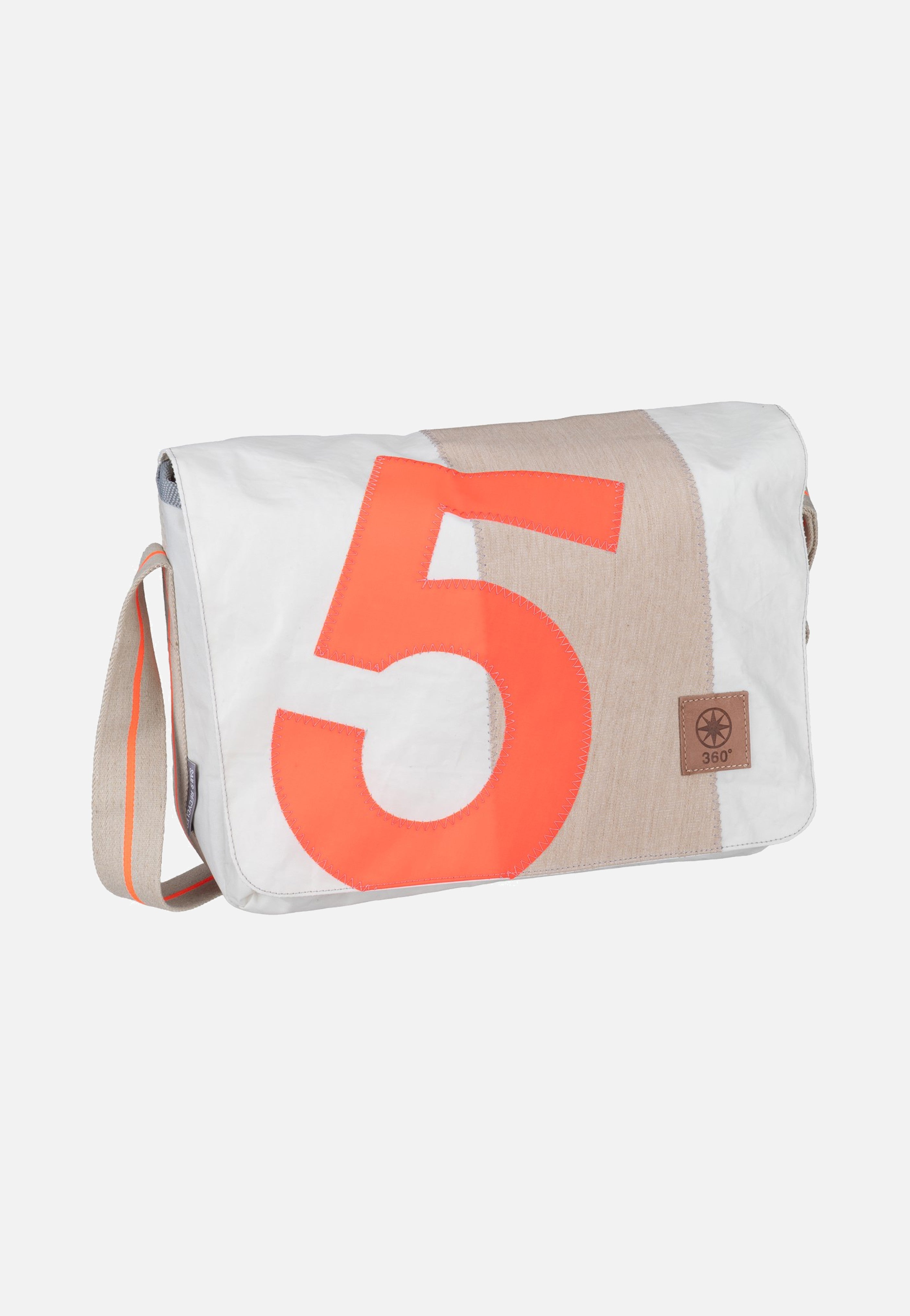 360Grad Barkasse Mini Weiss/Sand/Zahl Orange Messenger Bag