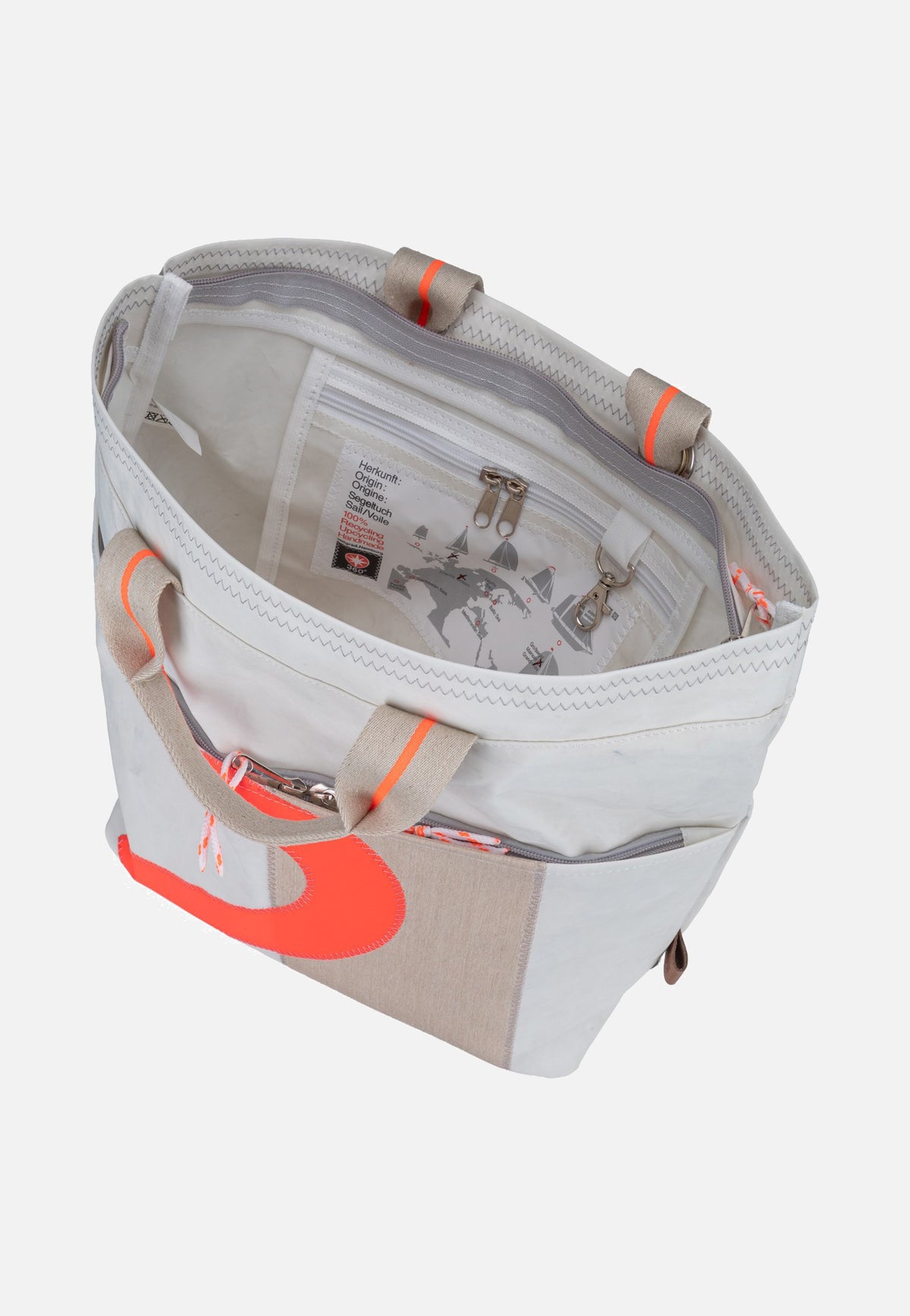 360Grad Kaje Weiss/Sand/Zahl Orange Rucksack