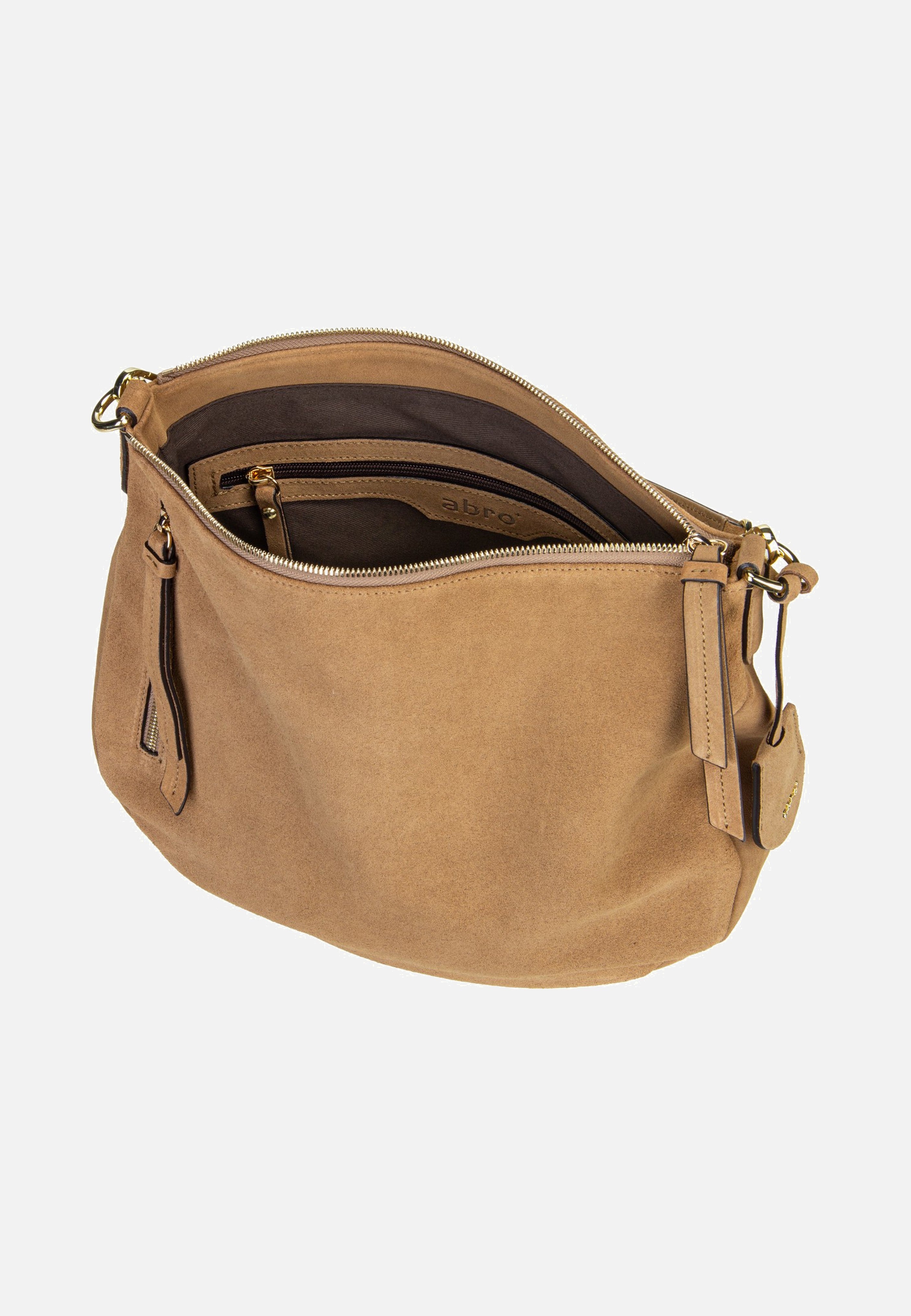 abro Juna Small Suede Cappuccino Hobo Bag