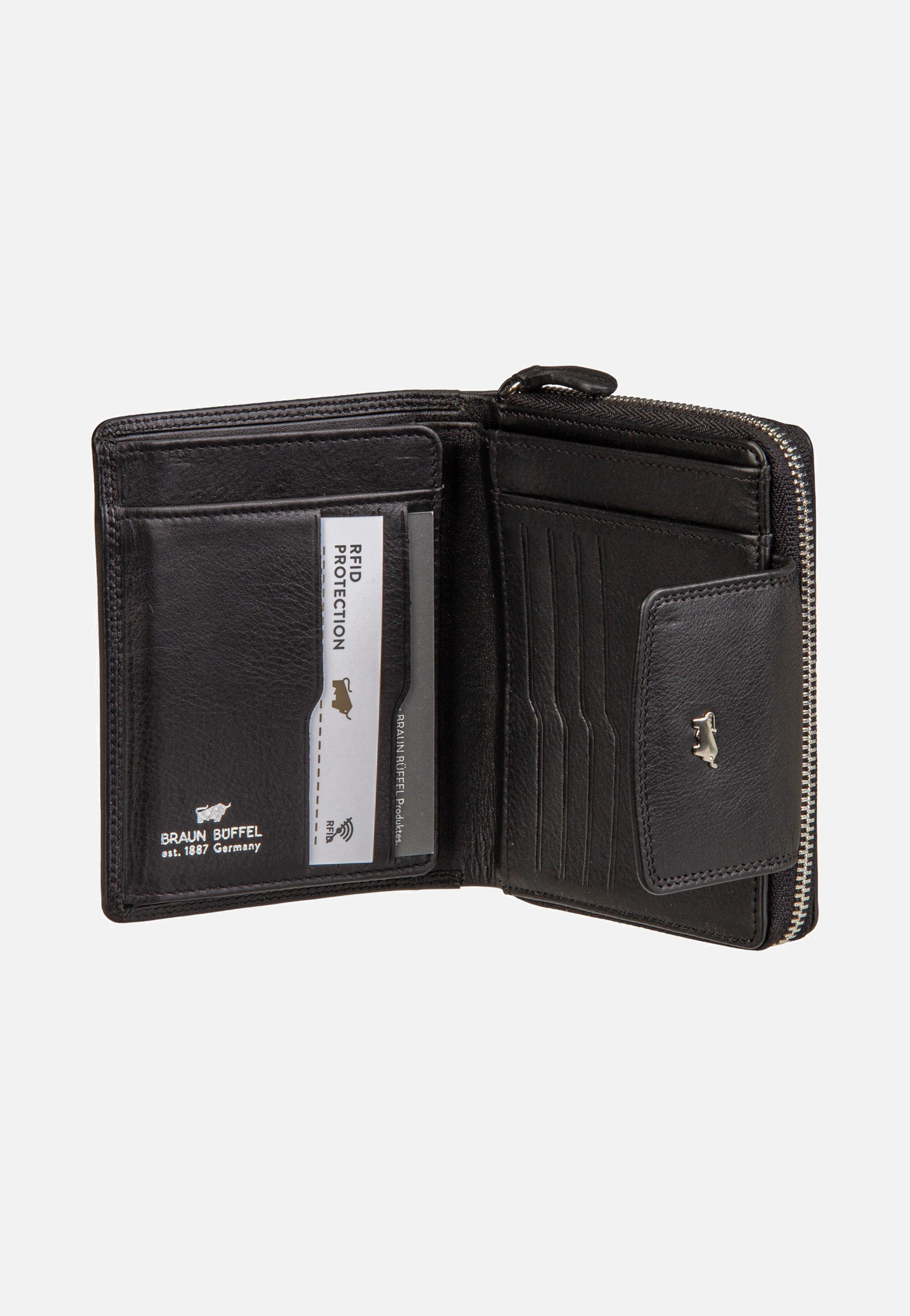 Braun Büffel Golf RFID Zip-Wallet M 12Cs Black Portemonnaie