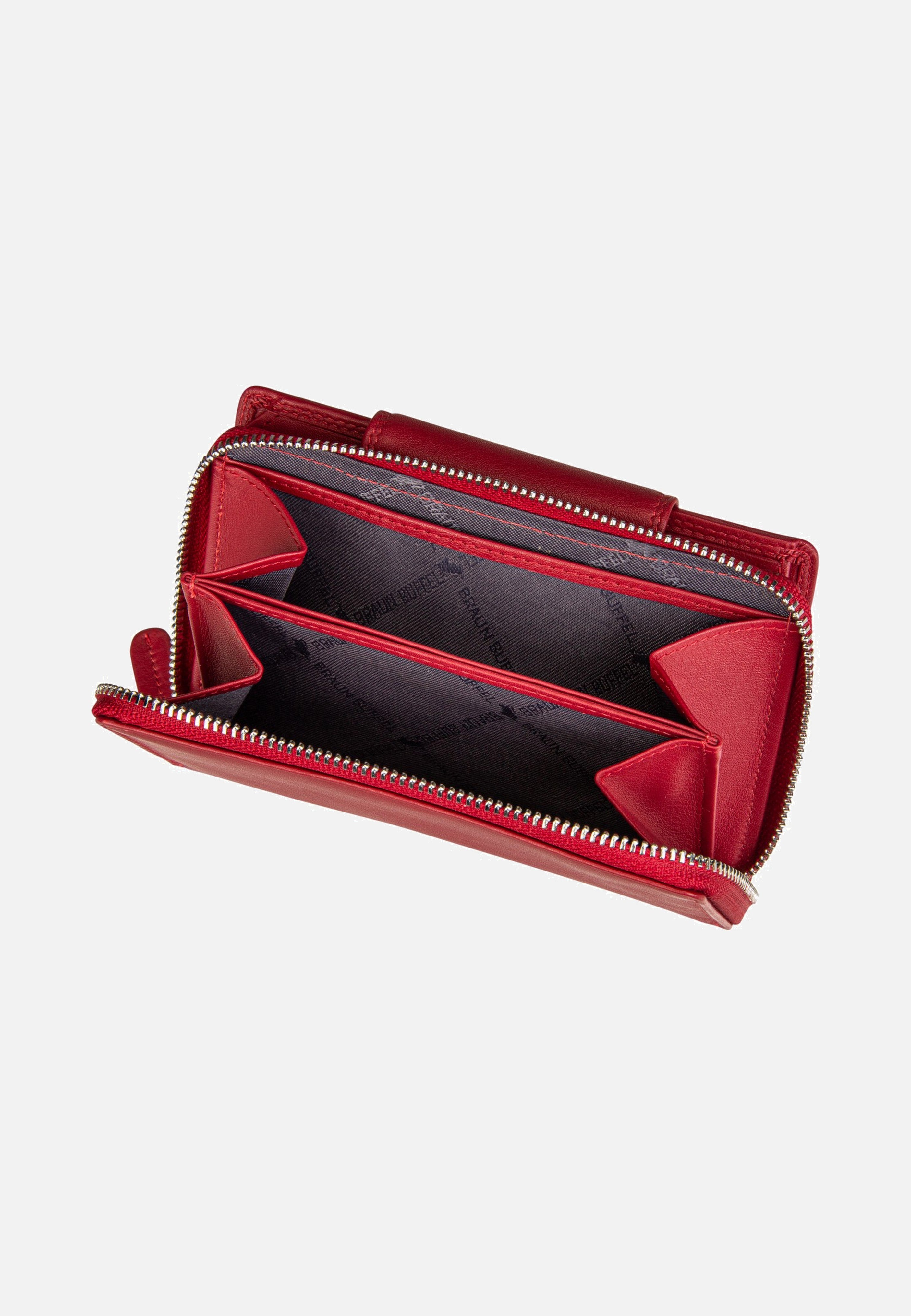 Braun Büffel Golf RFID Zip-Wallet M 15Cs Red Portemonnaie