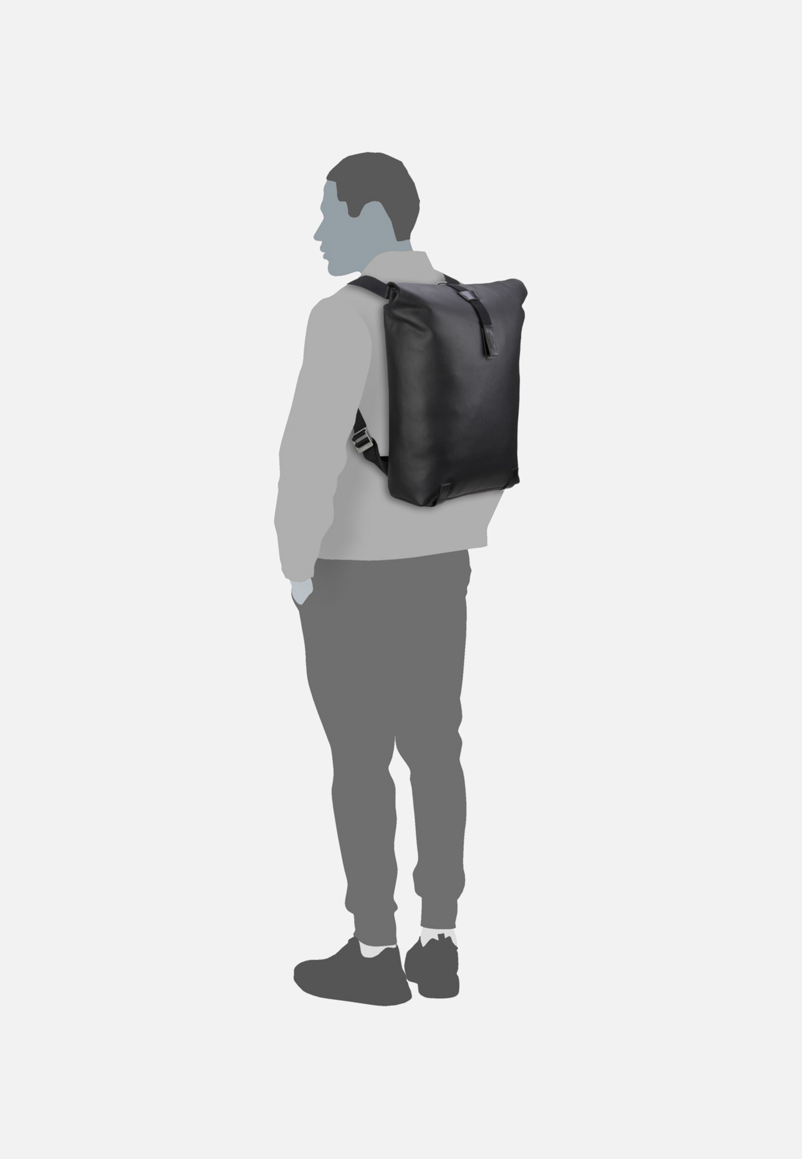 Brooks England Pickwick Reflective Leather Black Rolltop Rucksack