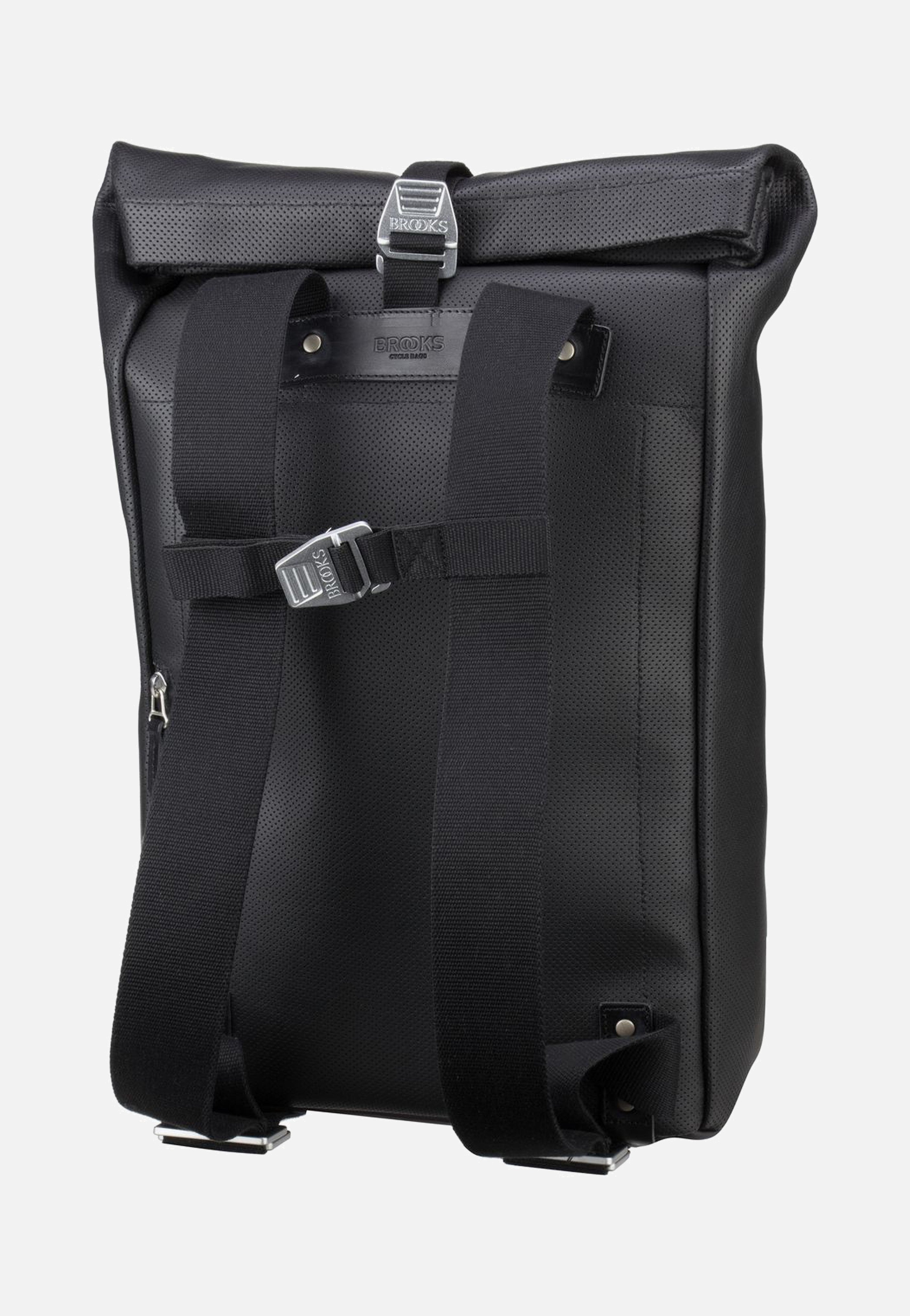 Brooks England Pickwick Reflective Leather Black Rolltop Rucksack