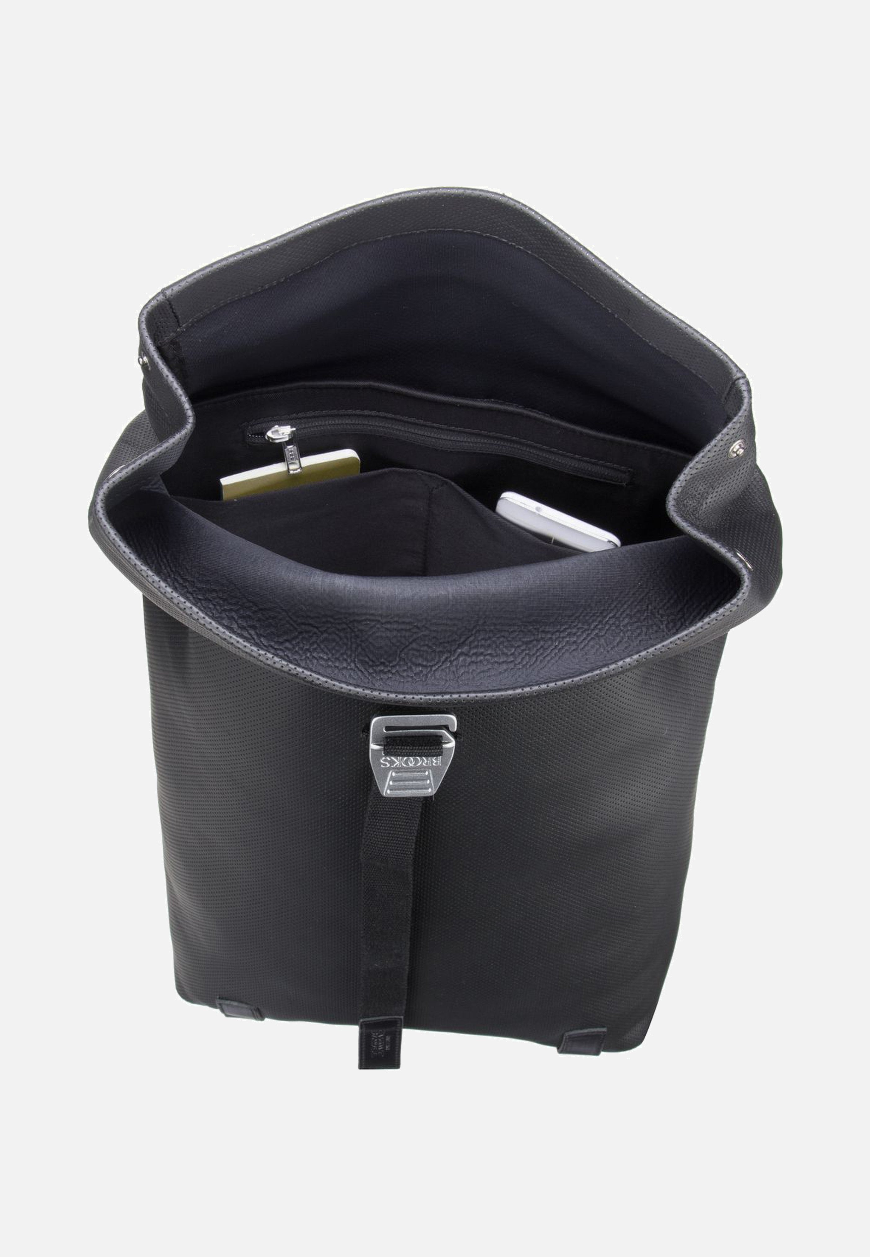 Brooks England Pickwick Reflective Leather Black Rolltop Rucksack