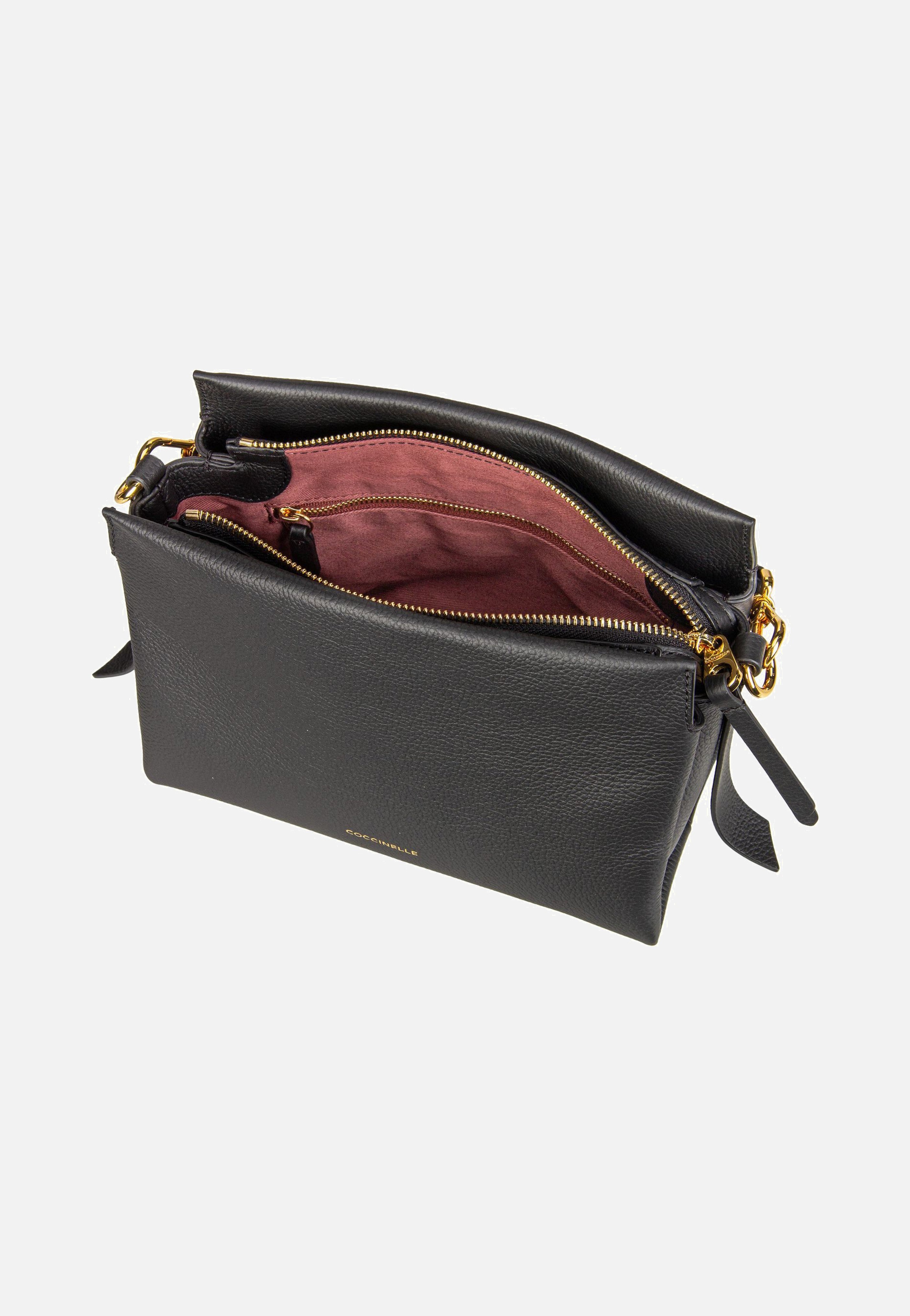 Coccinelle Boheme Grana Double 5801 Noir/Cognac Handle Bag