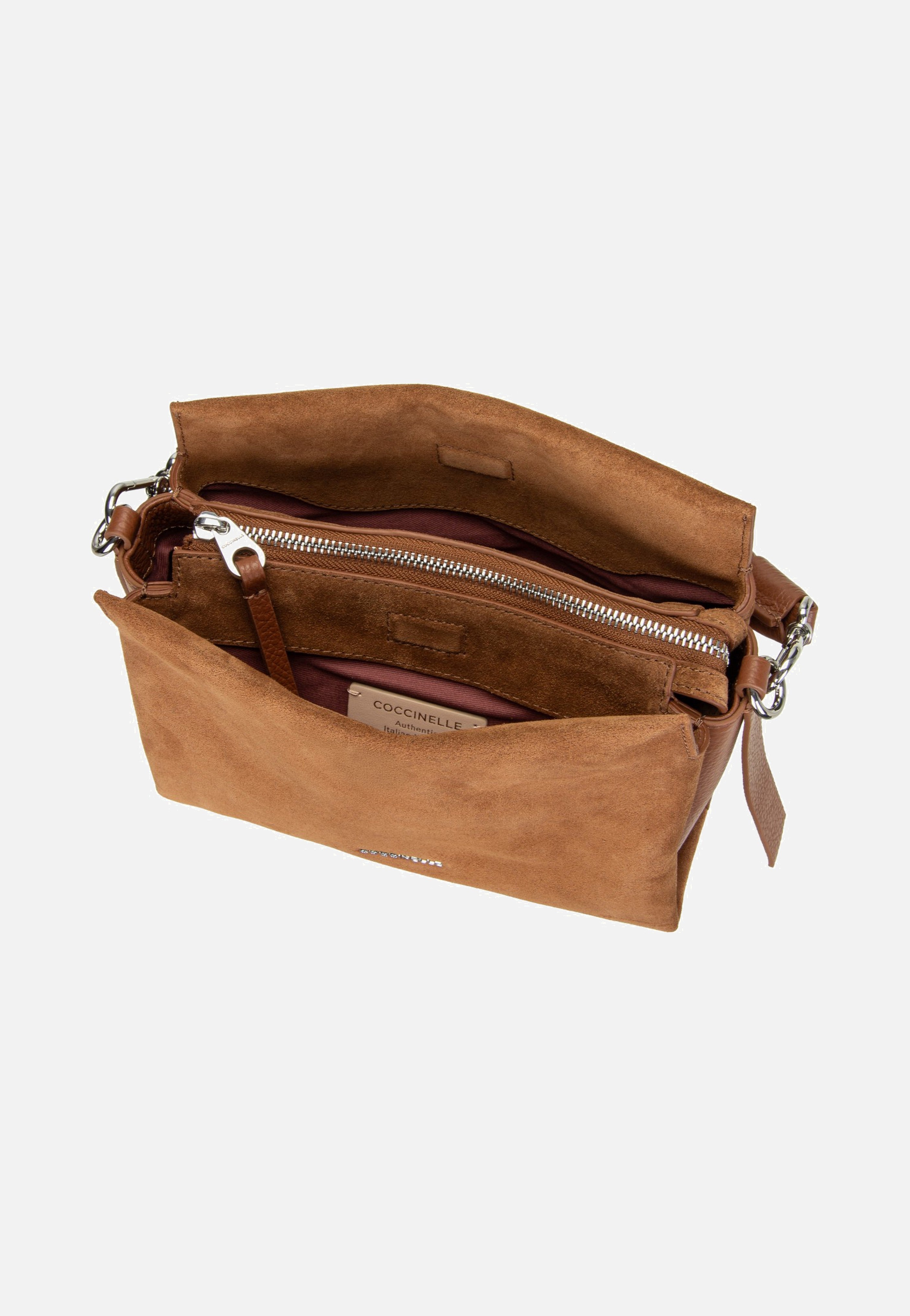 Coccinelle Boheme Suede Bimaterial 5801 Cognac/Cognac Handle Bag