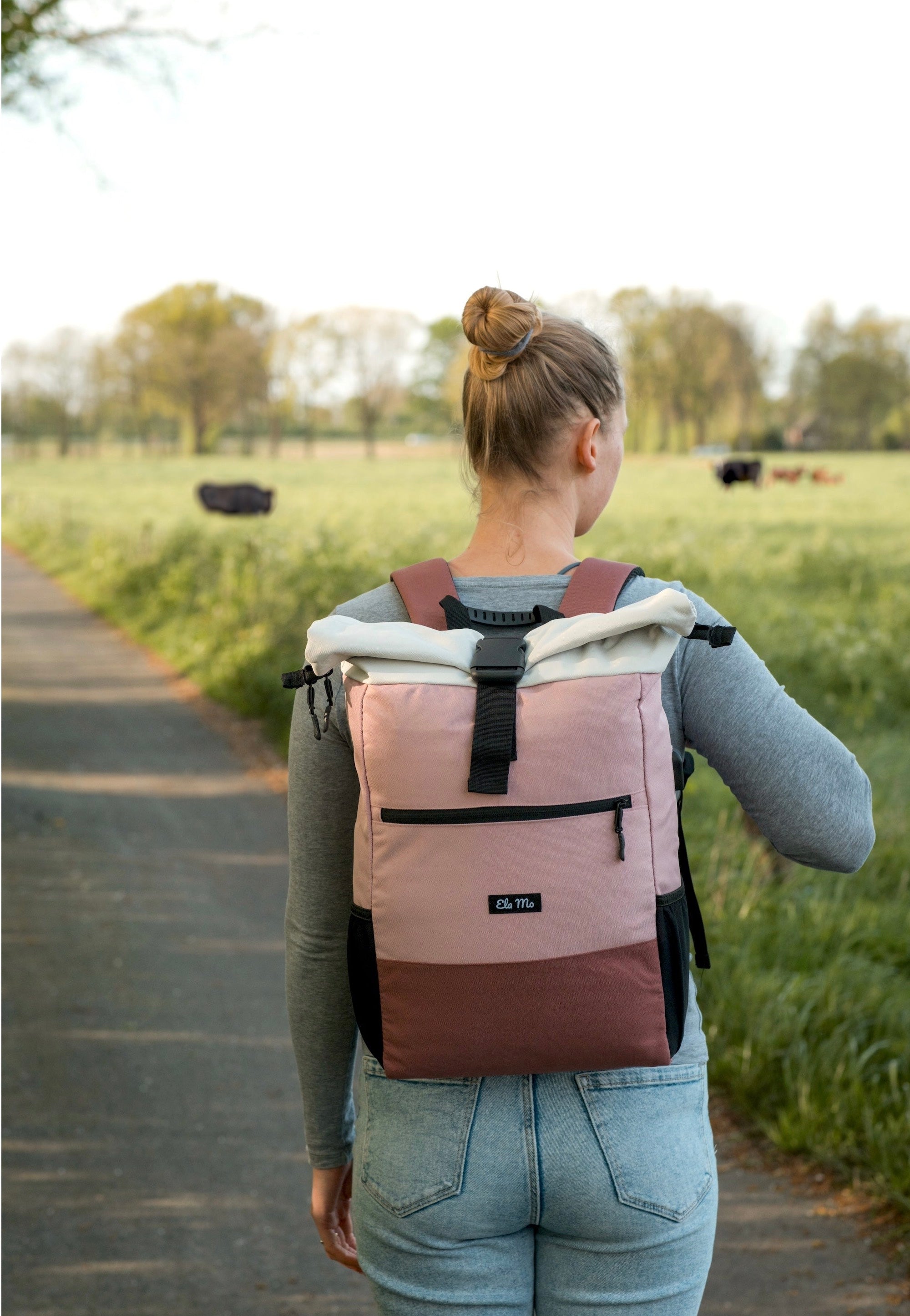 Ela Mo Rolltop Strawberry Cream Rolltop Backpack