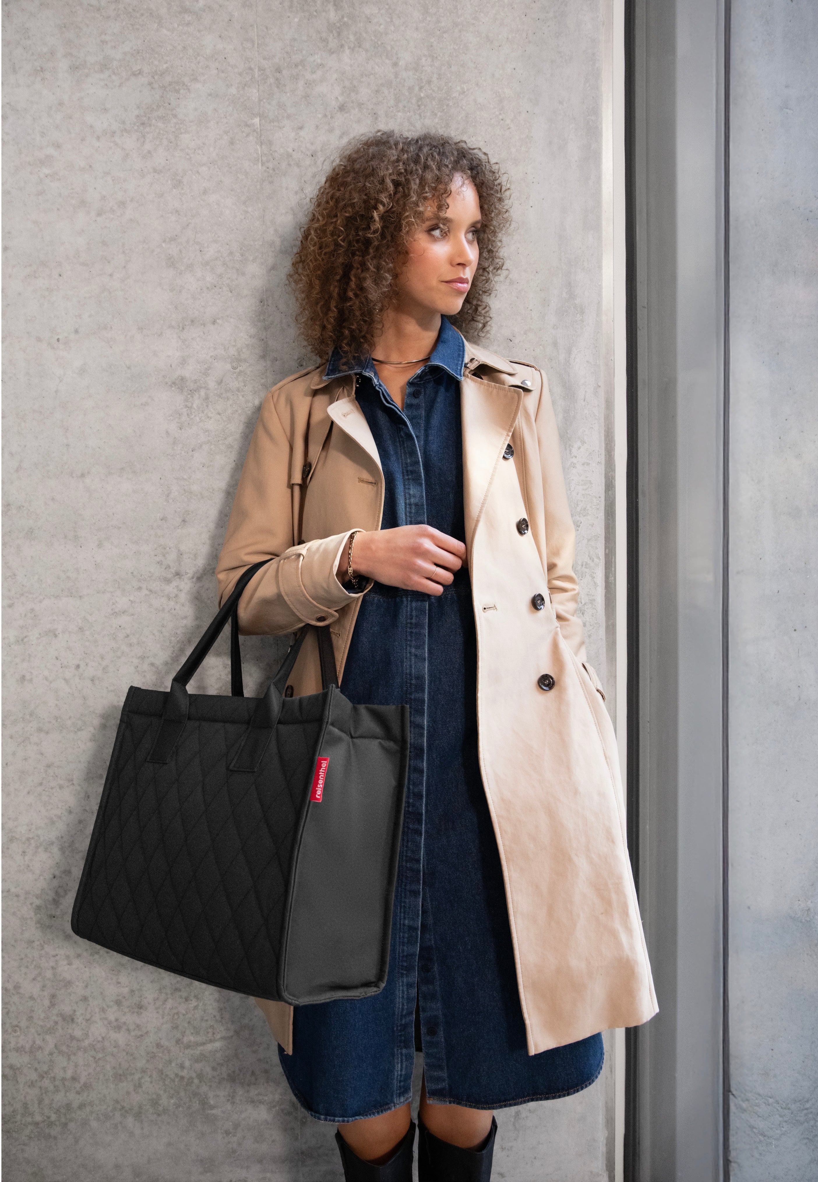 reisenthel Daily Shopper Business Rhombus Black Tote Bag