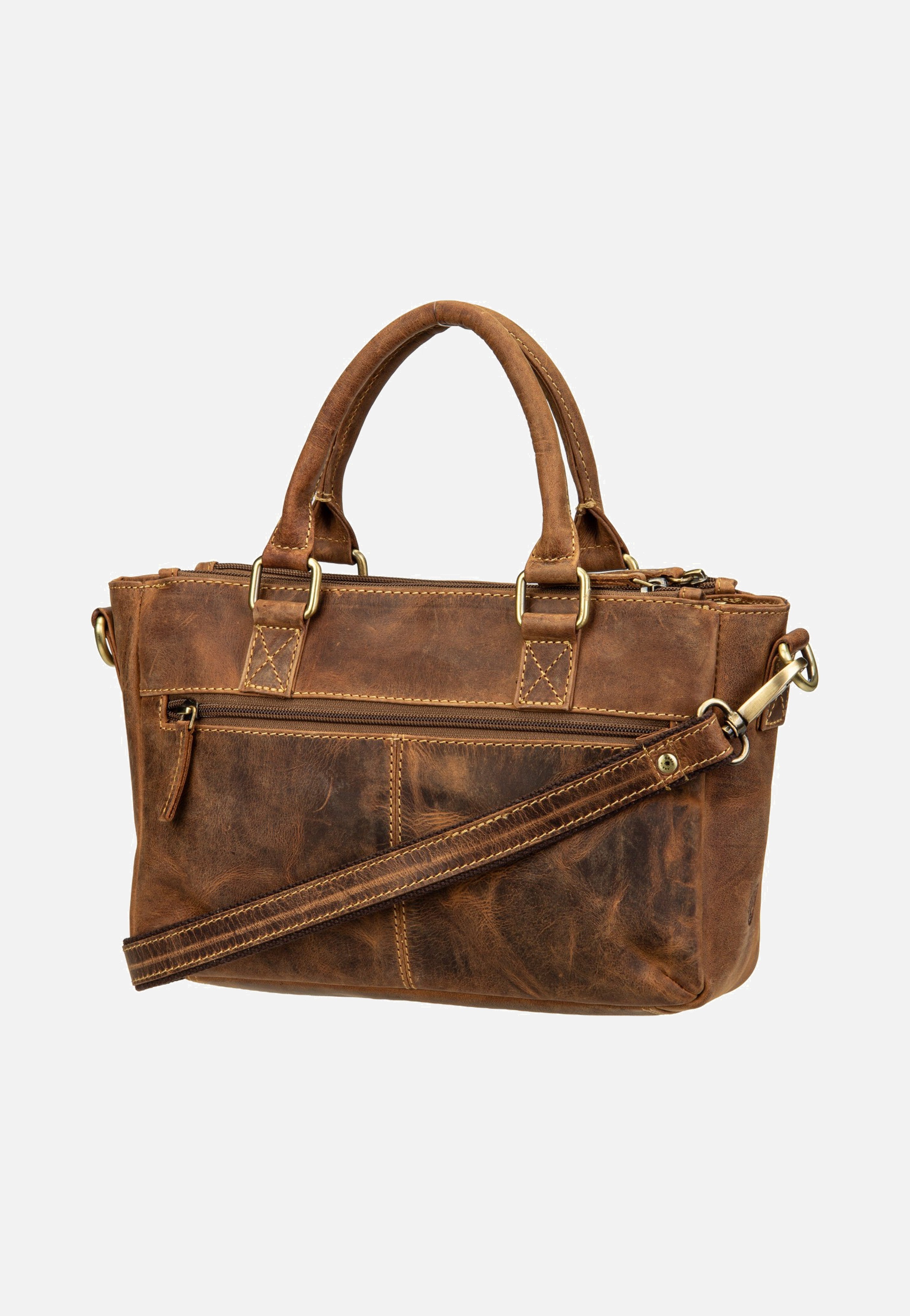 Greenburry Vintage Umhängetasche 3Zips Sattelbraun Tote Bag