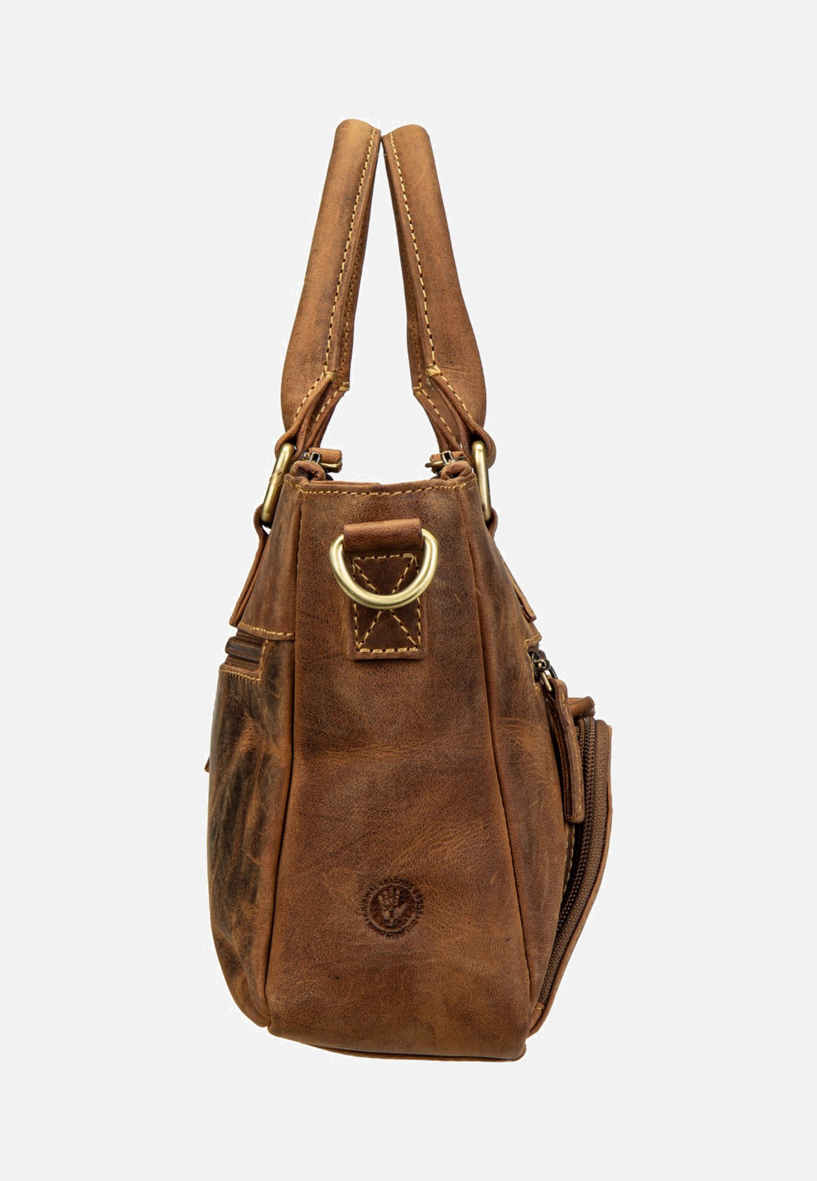 Greenburry Vintage Umhängetasche 3Zips Sattelbraun Tote Bag