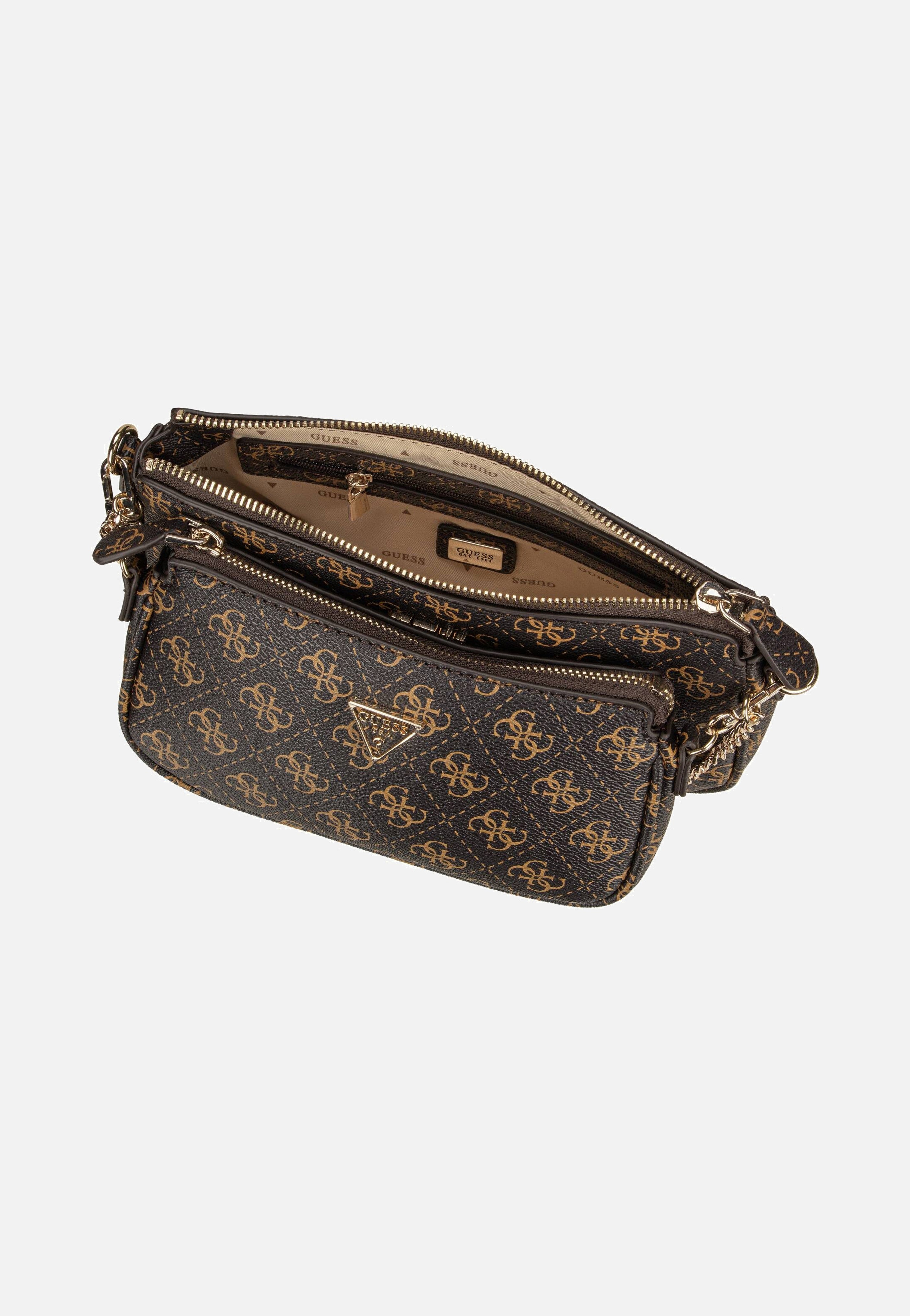 Guess Noelle II Double Pouch CB 72710 Logo Brown Umhängetasche