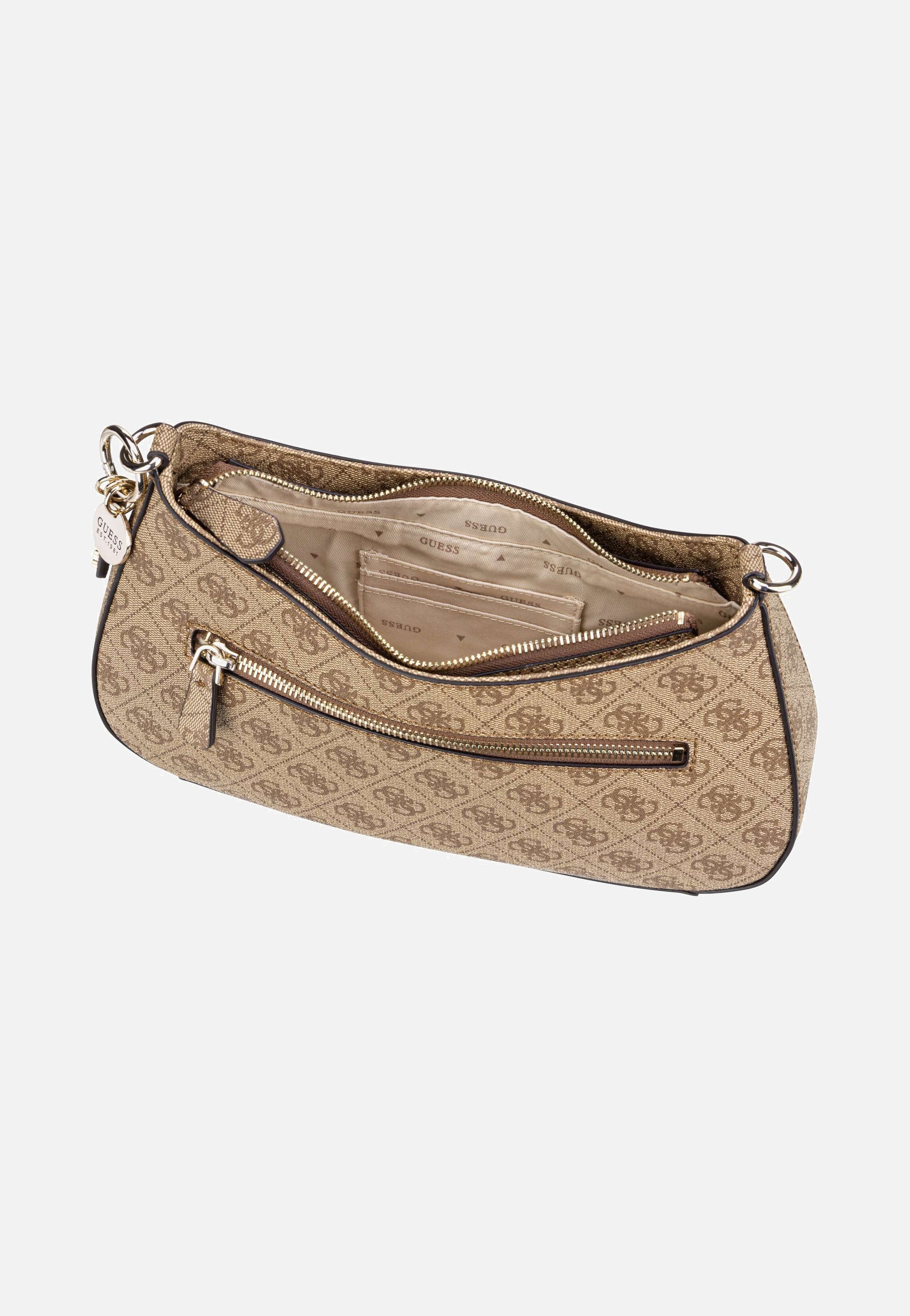 Guess Noelle II Top Zip SHB 72180 Logo Latte/Brown Evening Bag