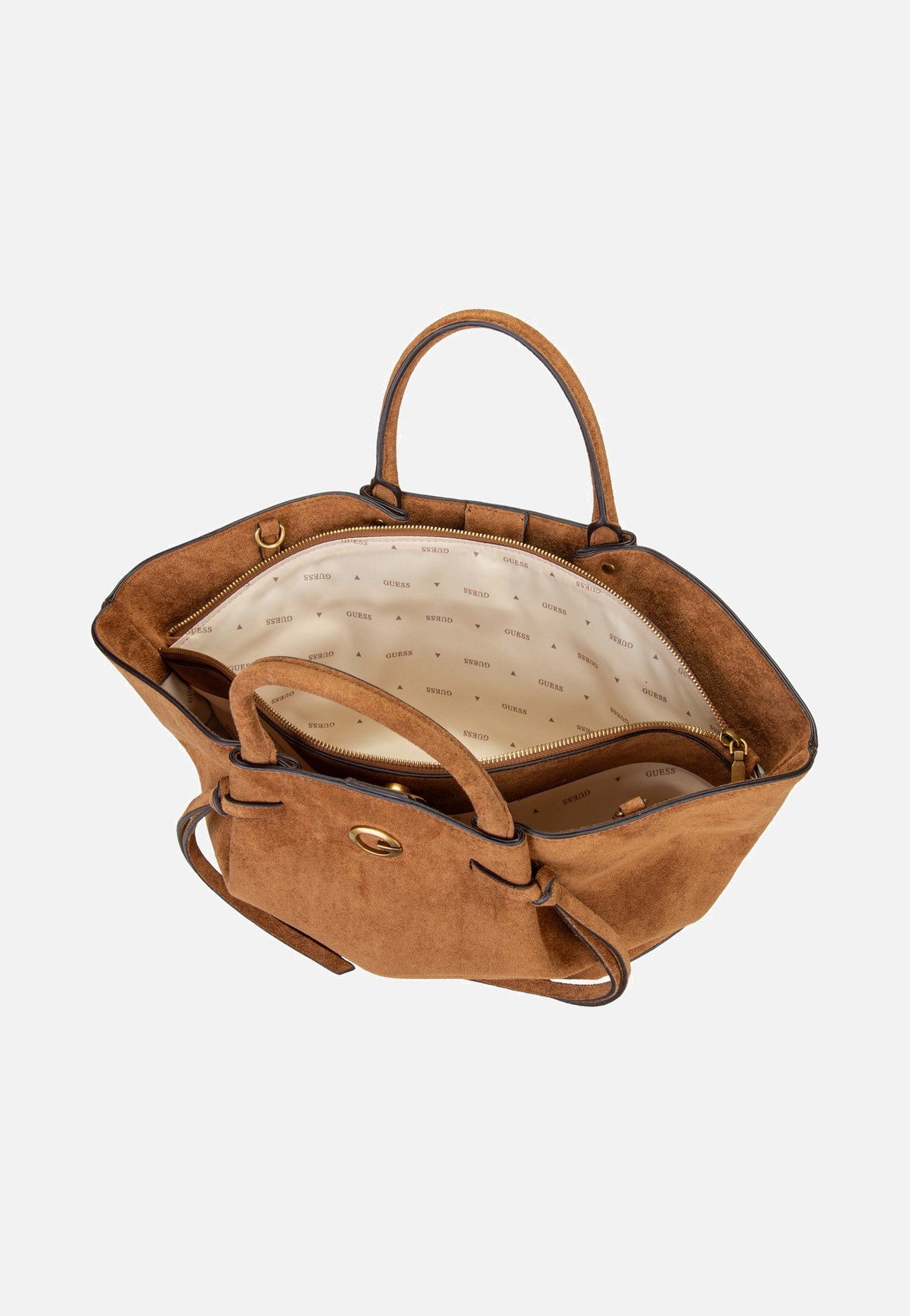 Guess Allegra Girlfriend Suede 37060 Cognac Satchel