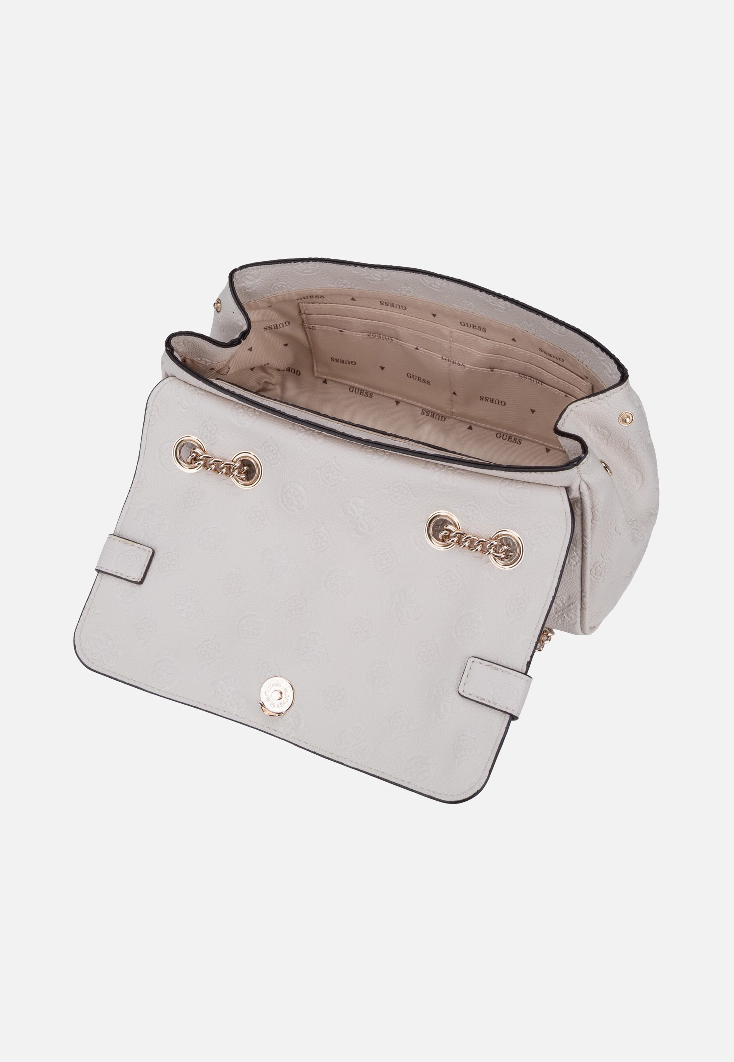 Guess Ella Logo Convertible Flap 46210 Stone Logo Evening Bag