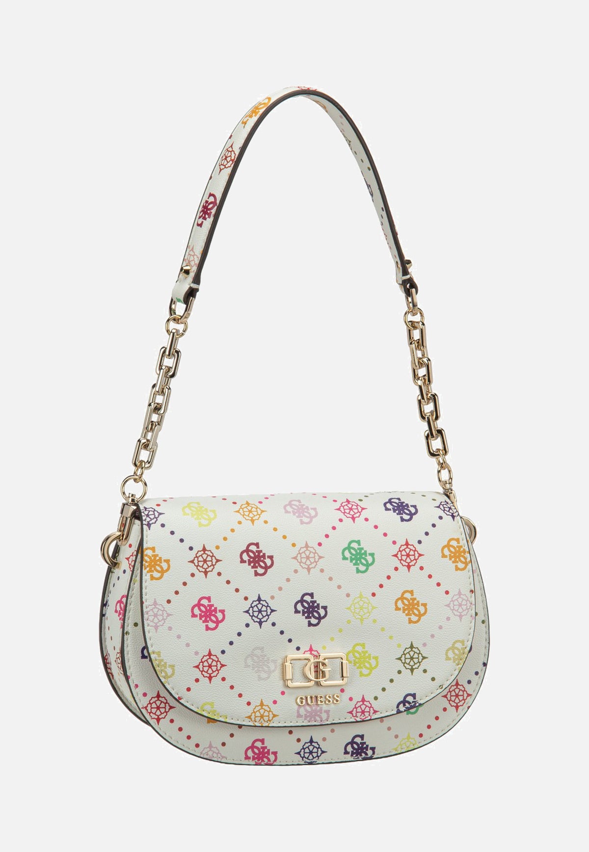 Guess Emelie Logo Flap Shoulder Multi Logo Schultertasche