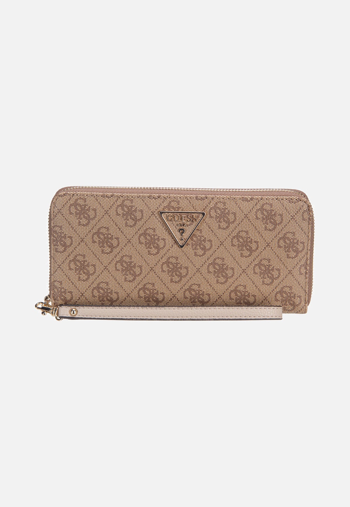 Guess Laurel II Slg Large Zip Around Latte Logo Portemonnaie