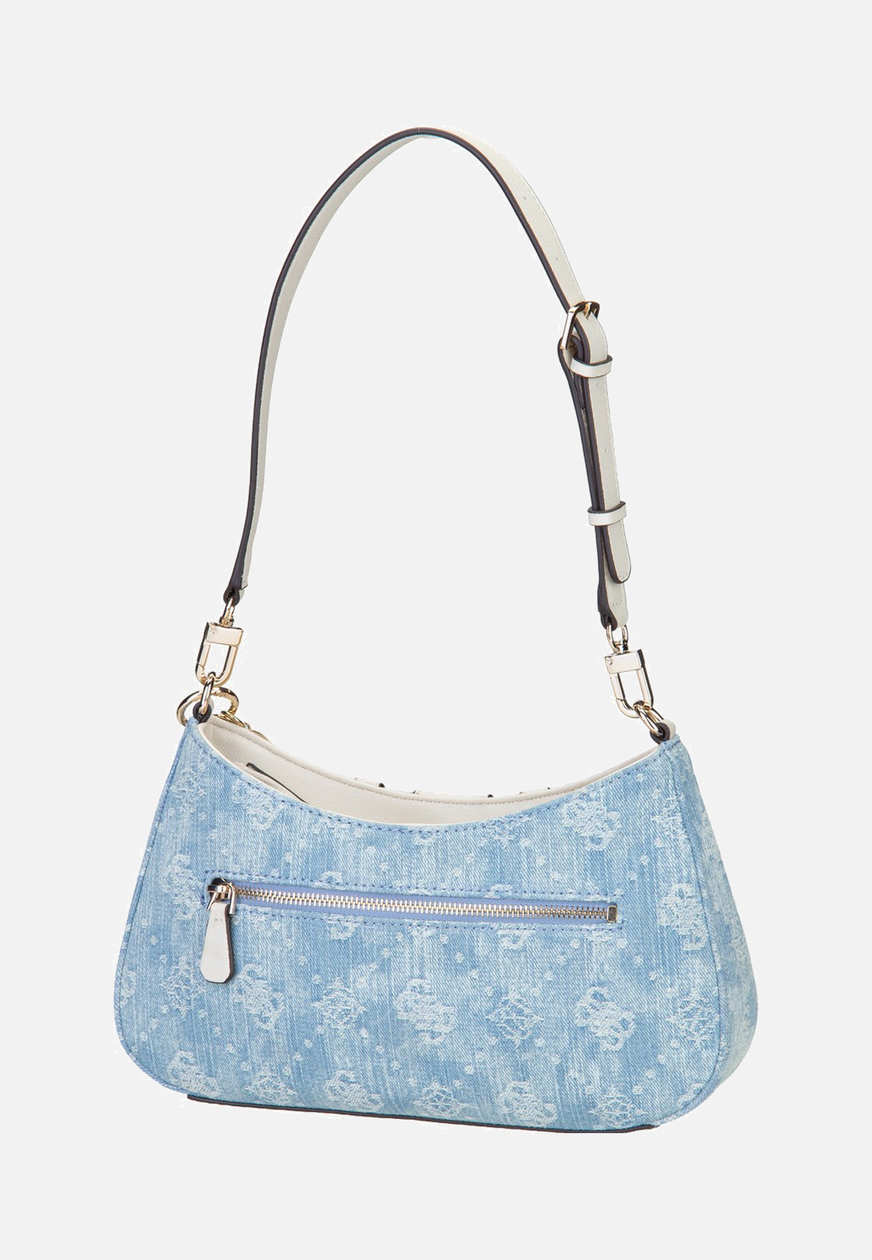 Guess Noelle II Top Zip 72180 Denim Logo Shoulder Bag