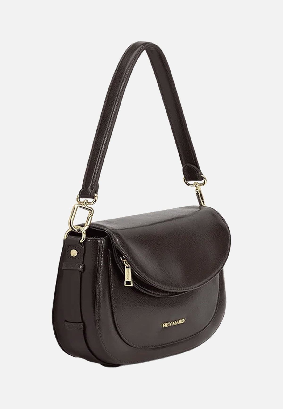 Hey Marly Big Sister Glossy Coffee Crossbody Bag