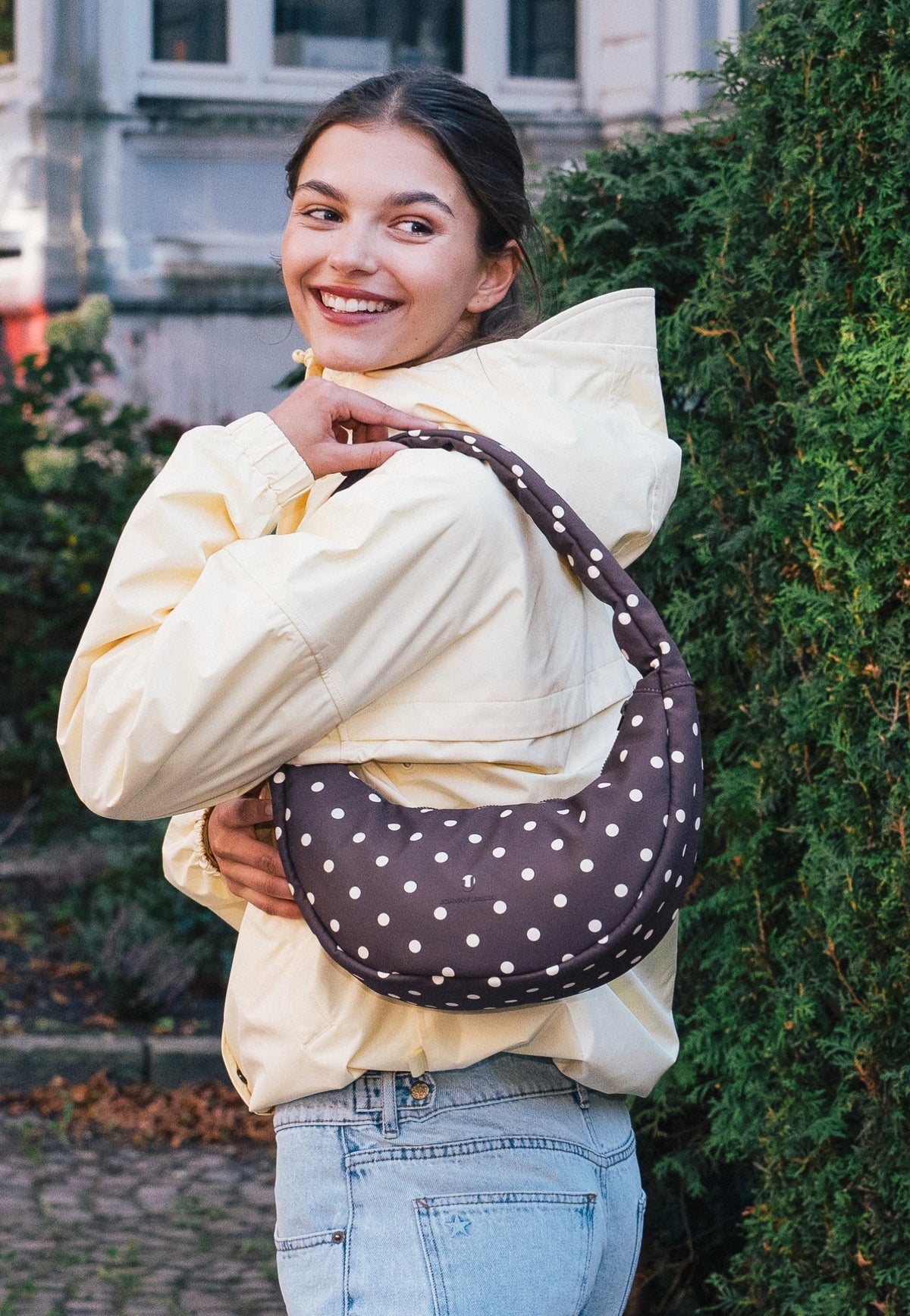 Johnny Urban Lou Medium Brown Polka Dots Crossbody Bag