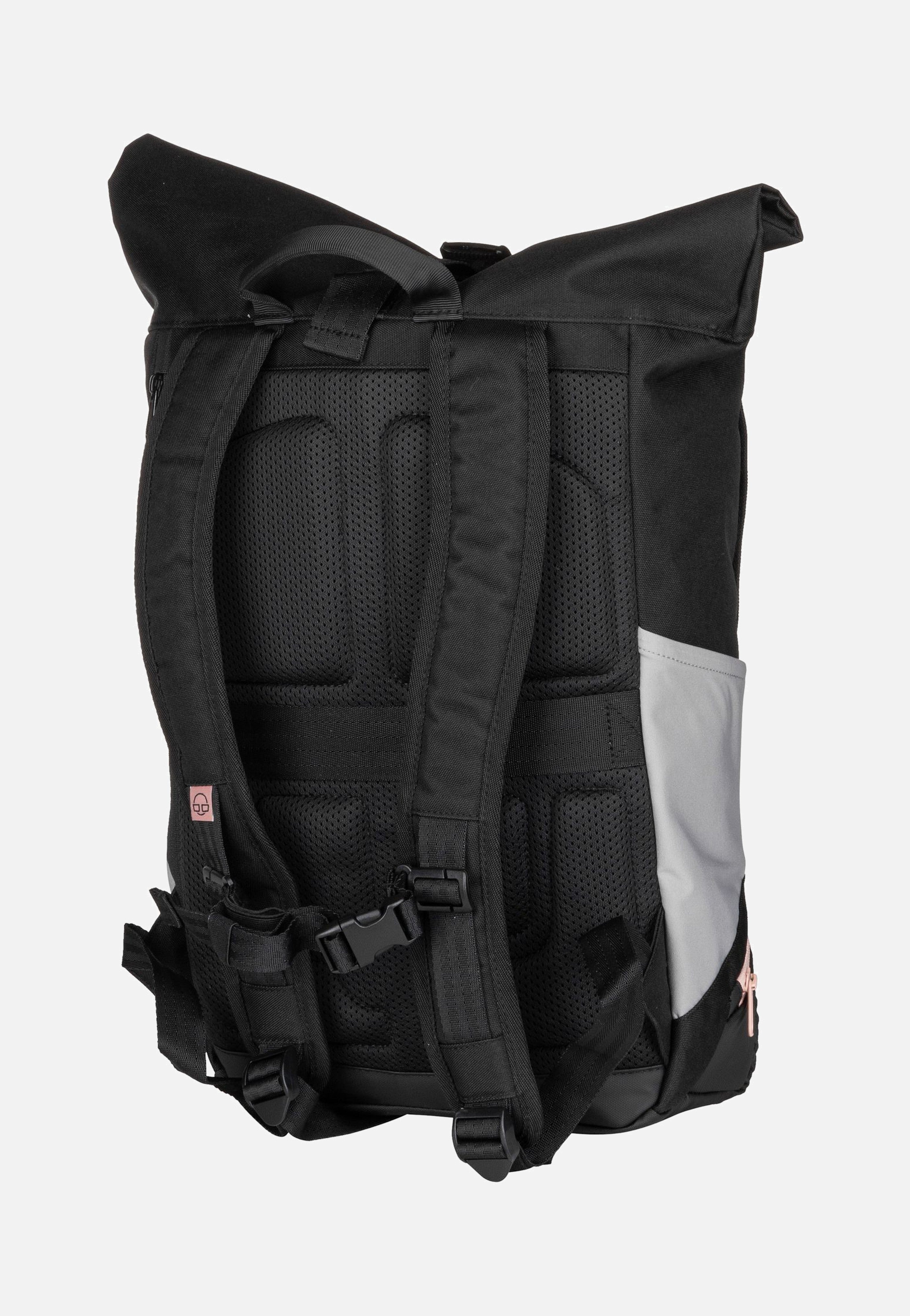 Johnny Urban Allen Medium Schwarz-Rosa Rolltop Rucksack
