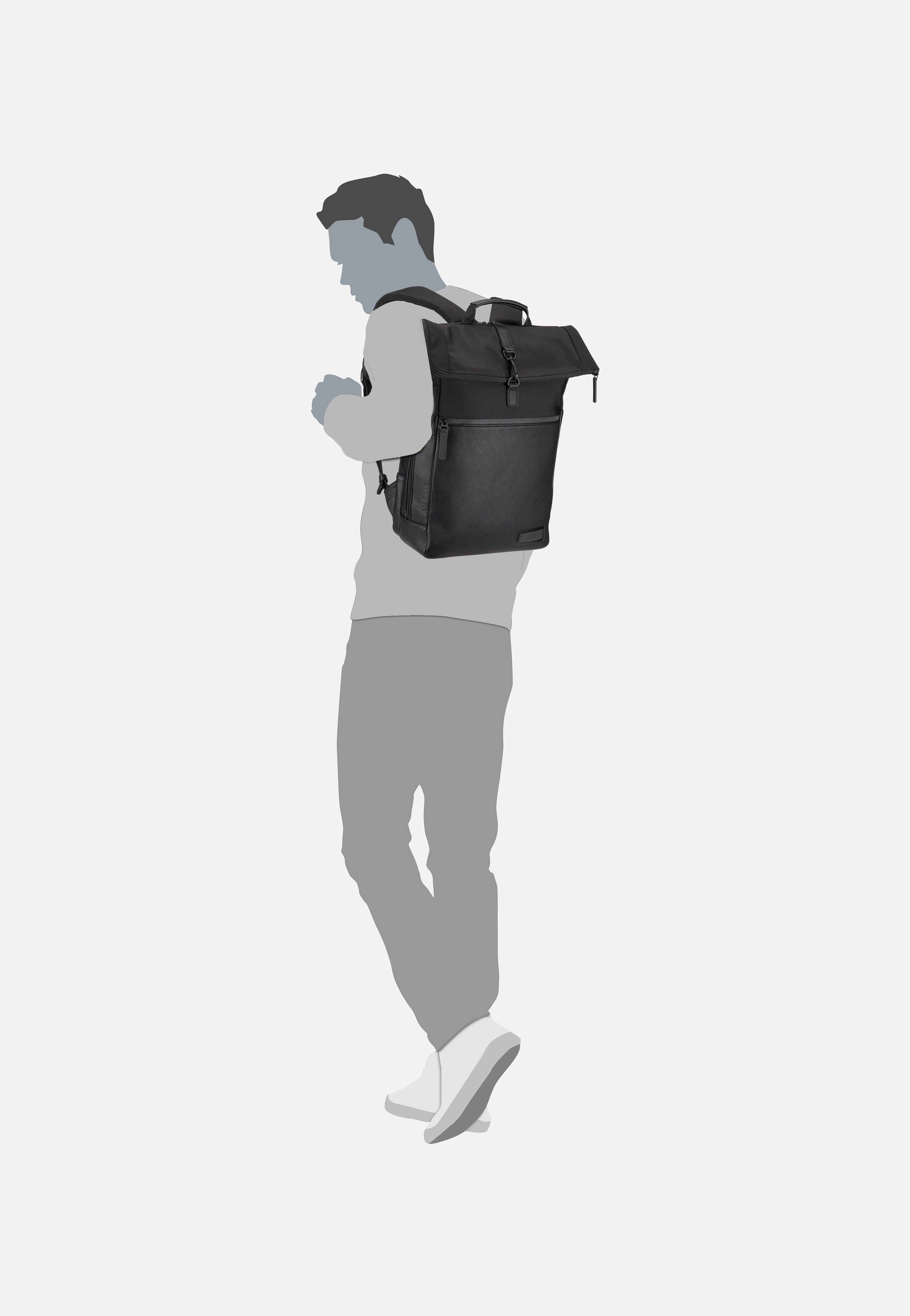 Jost Riga Courier Black Rolltop Rucksack
