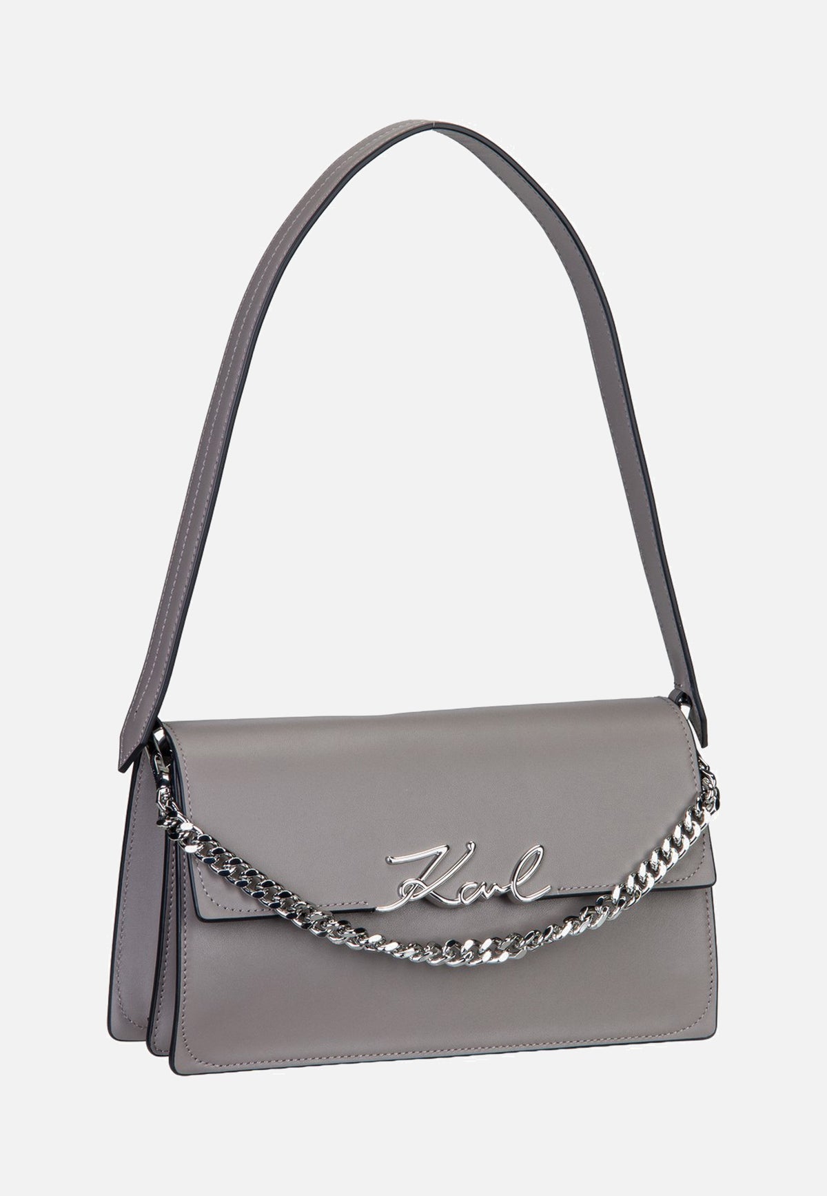 Karl Lagerfeld K/Signature Medium Flap Shb Ash Grey Abendtasche
