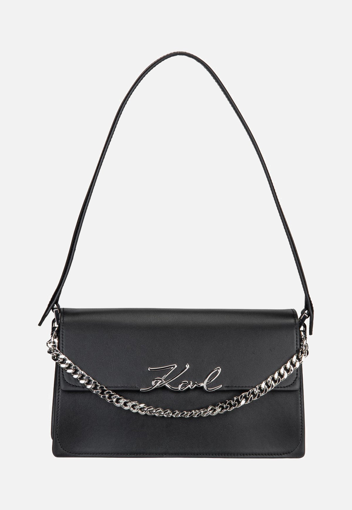 Karl Lagerfeld K/Signature Medium Flap Shb Black-Nickel Abendtasche