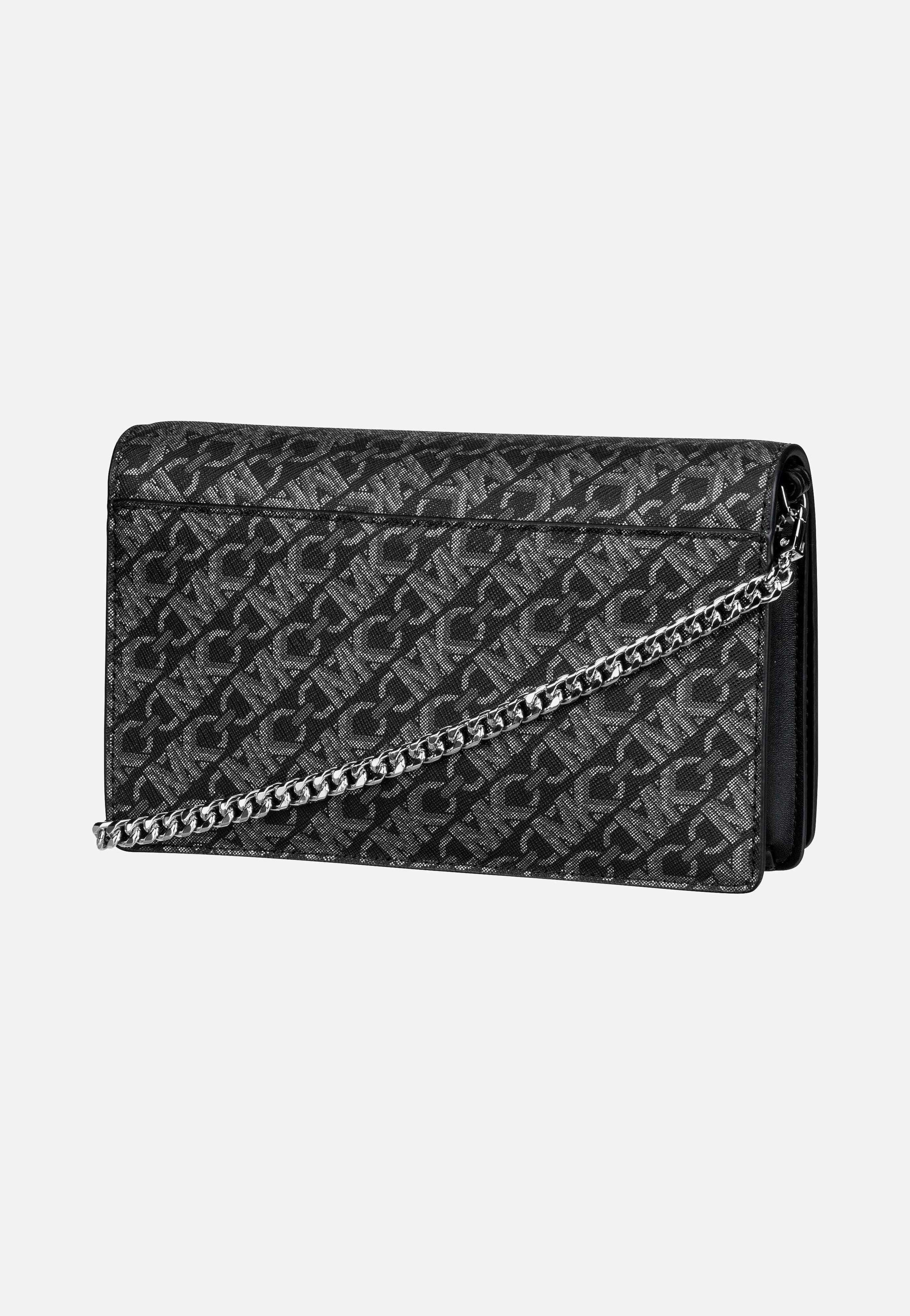 Michael Kors Jet Set Medium Flap Chain MK SIG Black/Silver Evening Bag