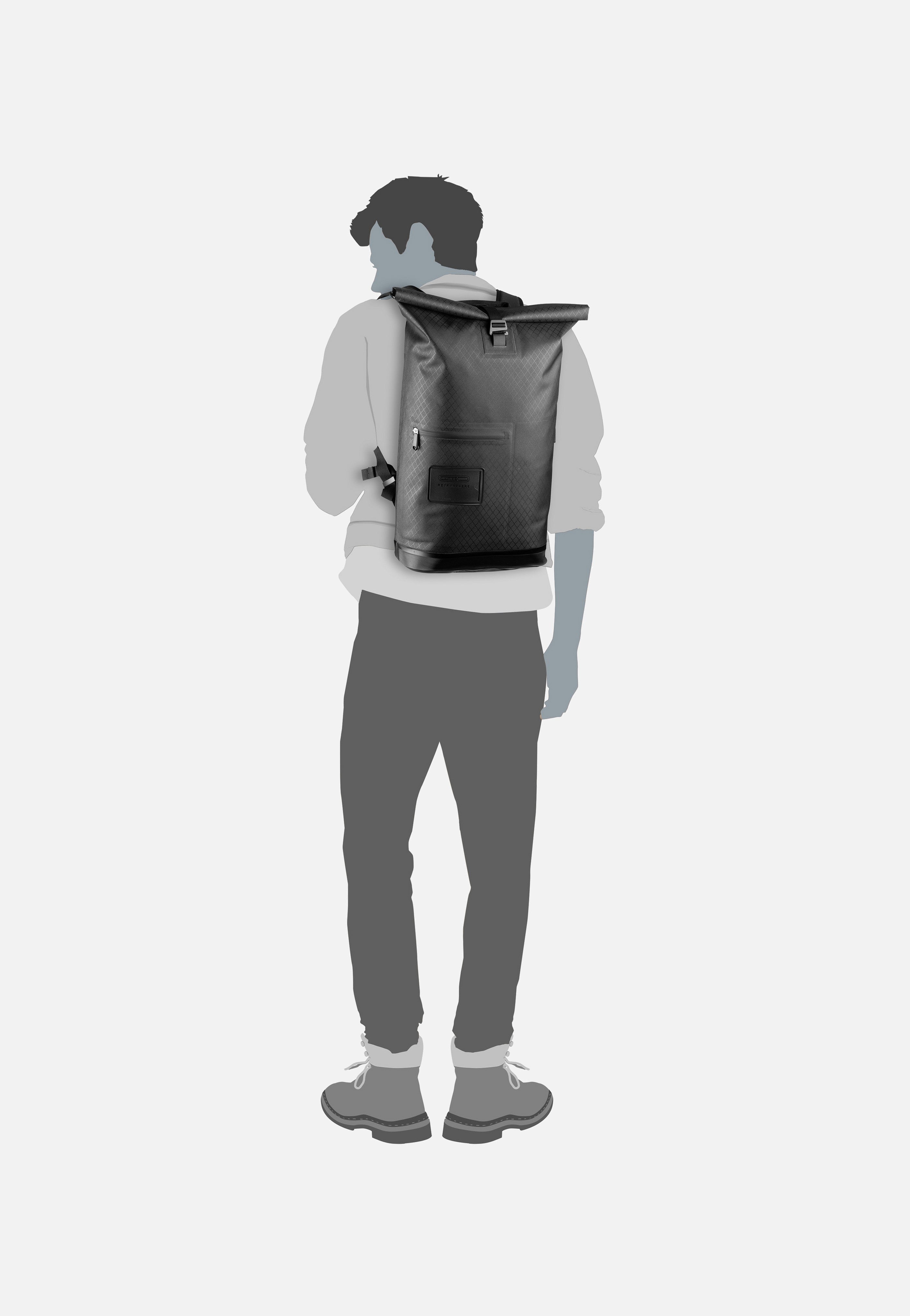 ORTLIEB Daypack Metrosphere Black Embossed Rolltop Rucksack