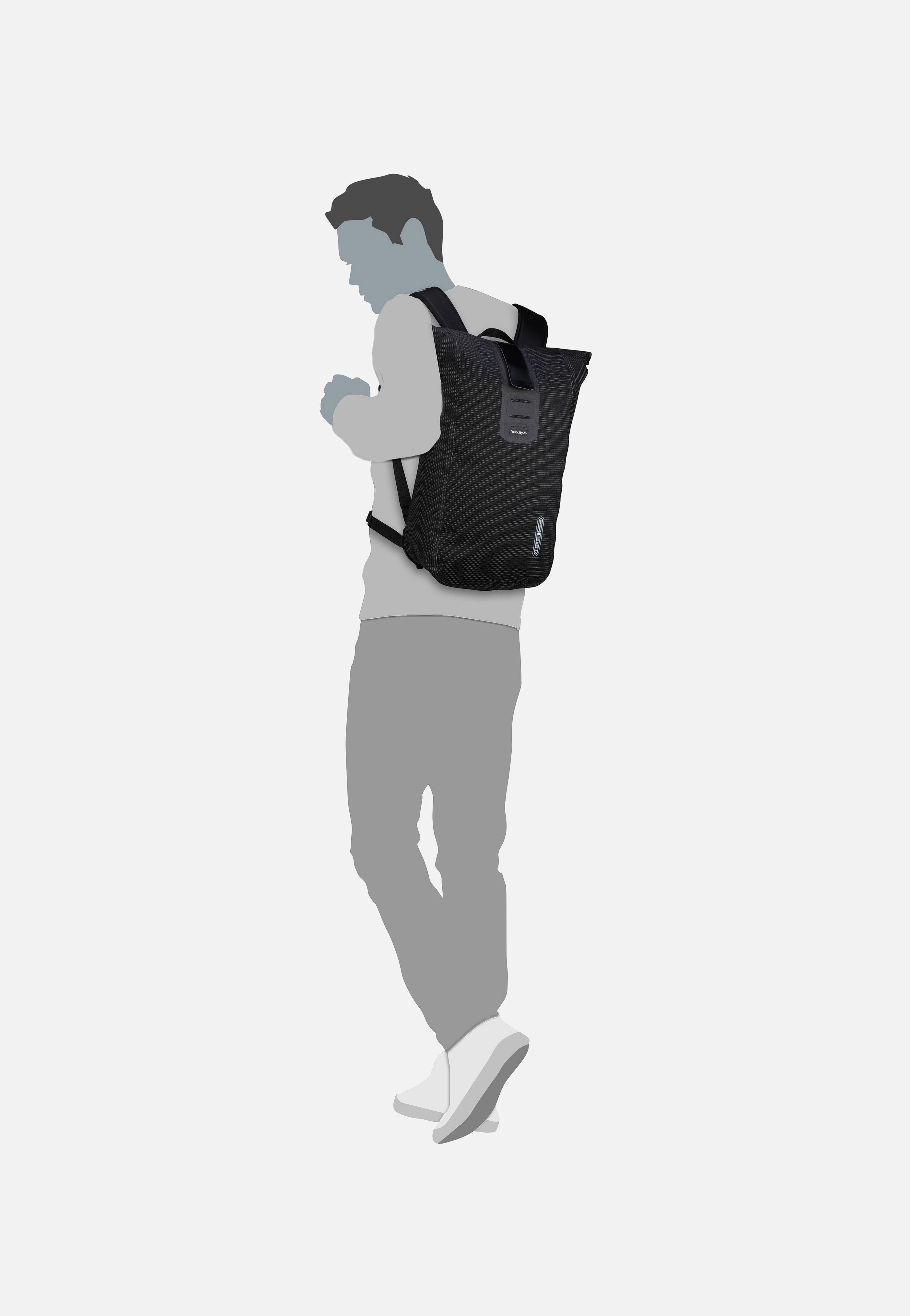 ORTLIEB Velocity High Visibility Schwarz Reflex Rolltop Rucksack