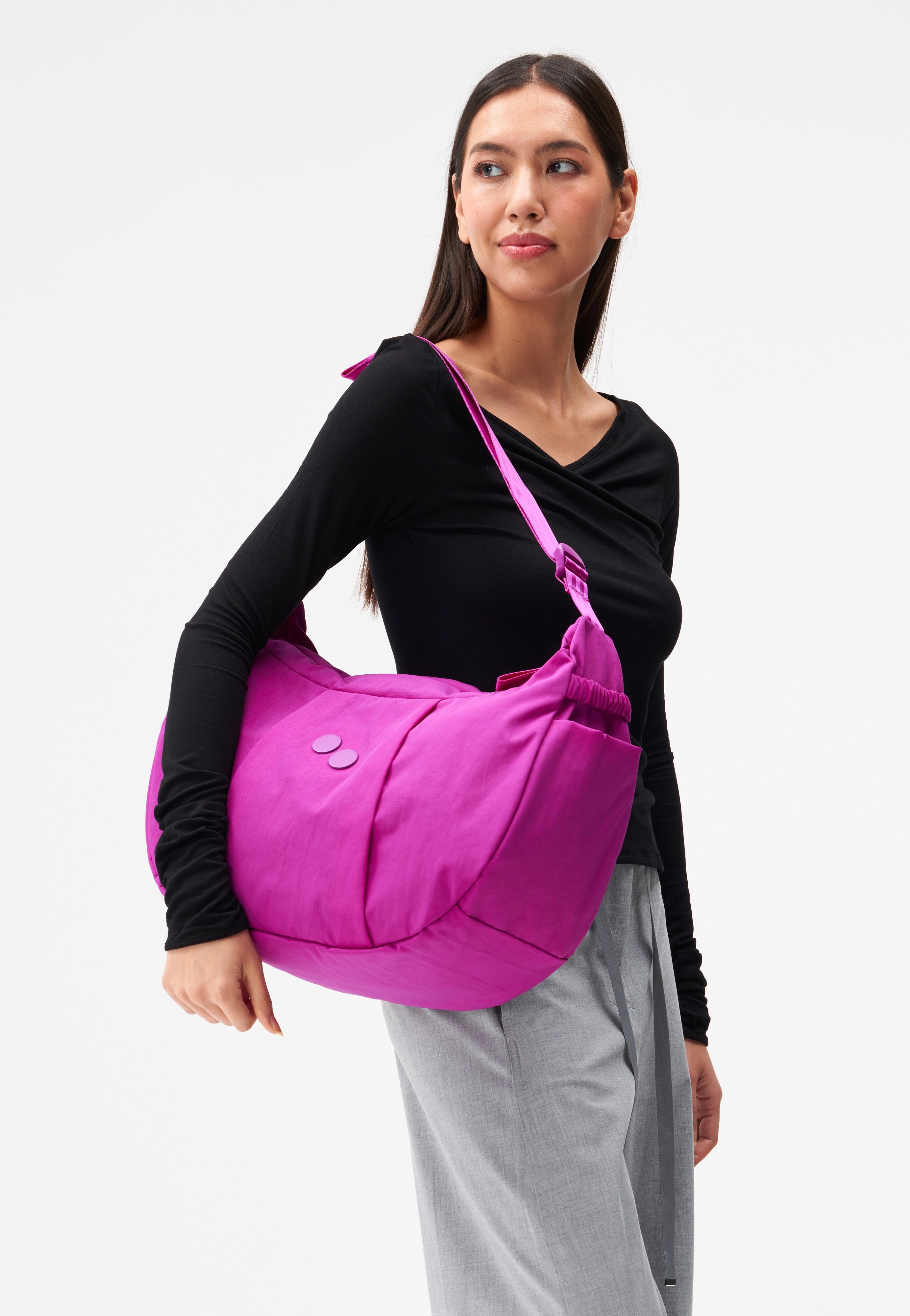pinqponq Krumm Large Crinkle Fuchsia Hobo Bag