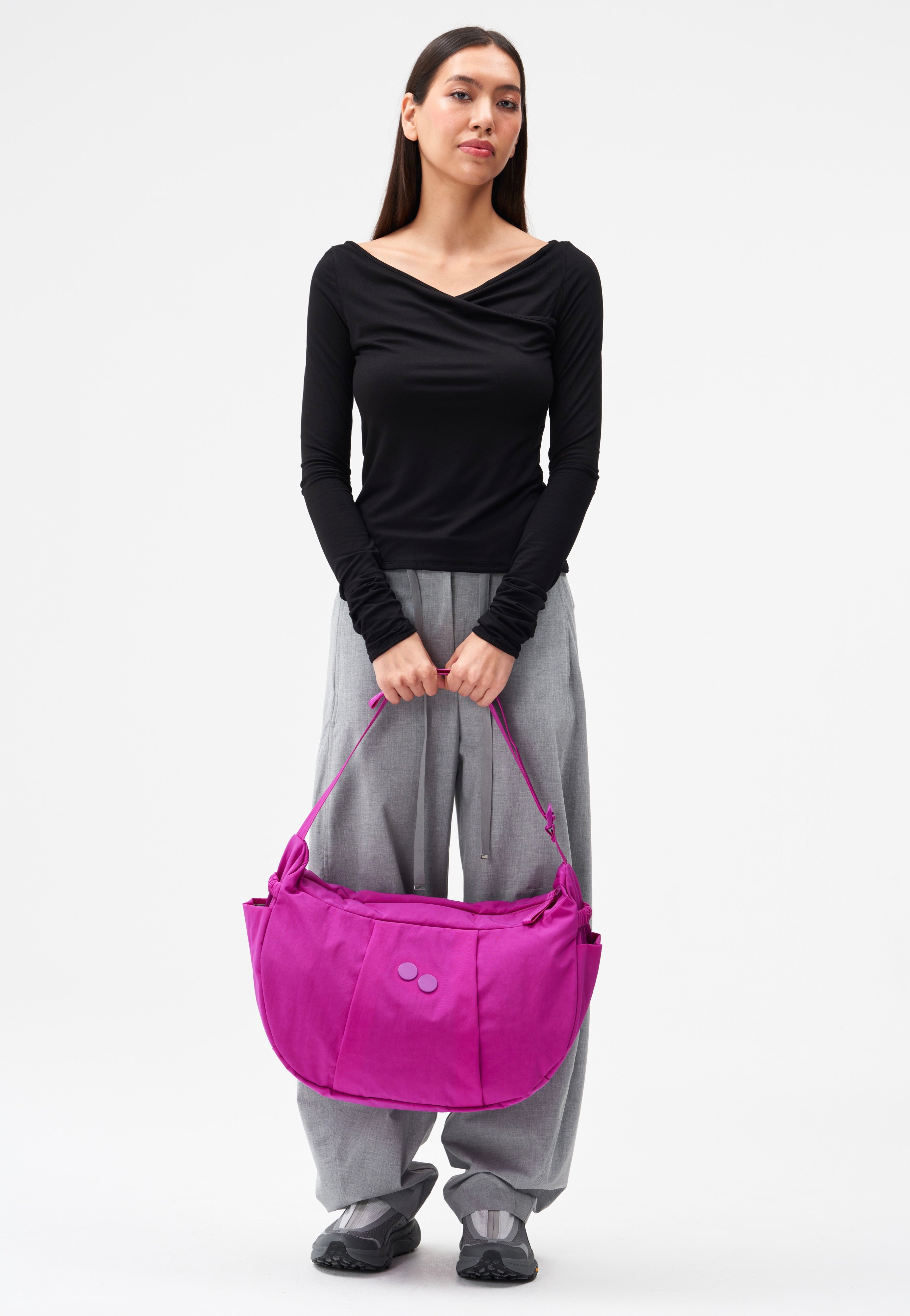 pinqponq Krumm Large Crinkle Fuchsia Hobo Bag