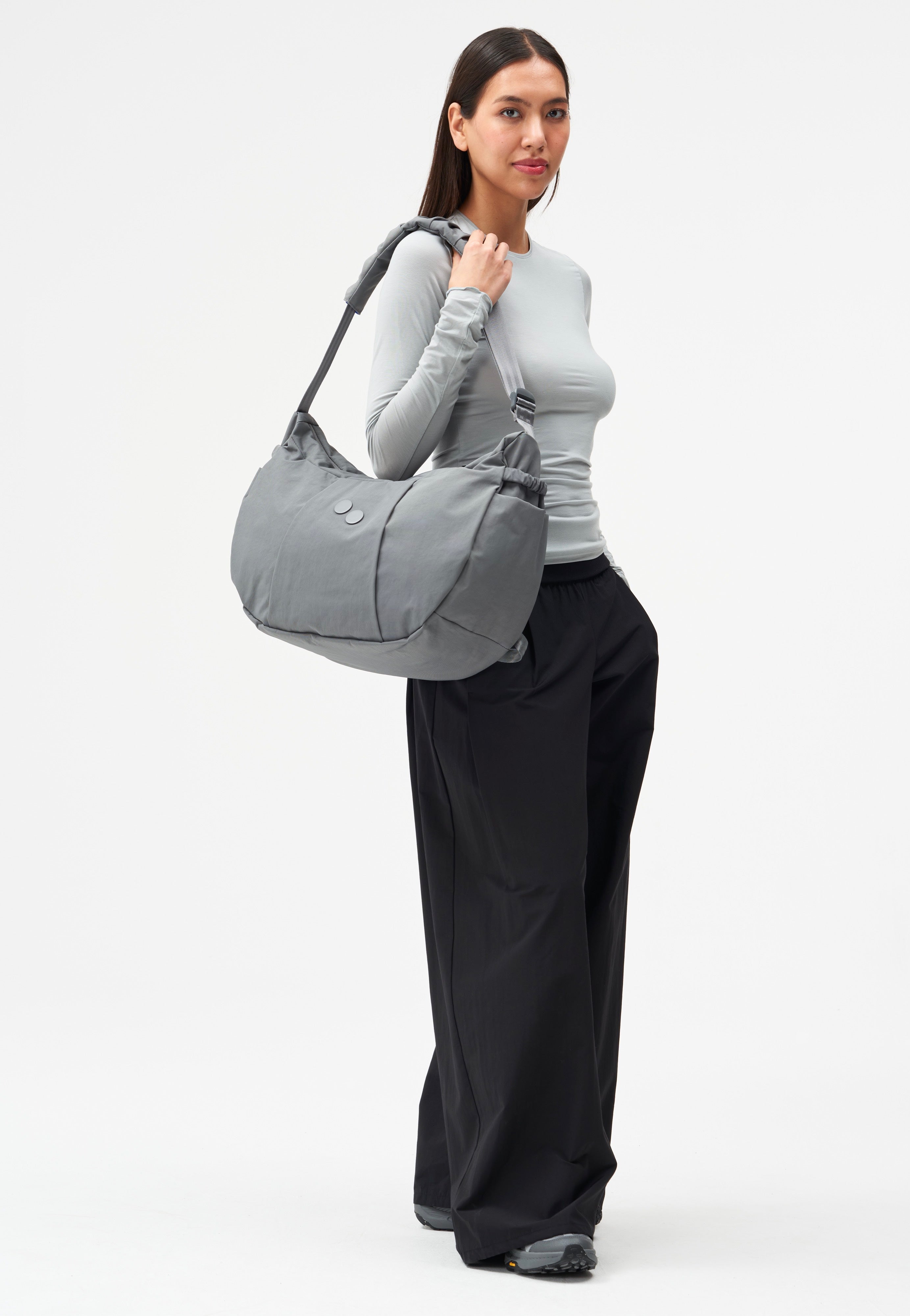 pinqponq Krumm Large Crinkle Grey Hobo Bag