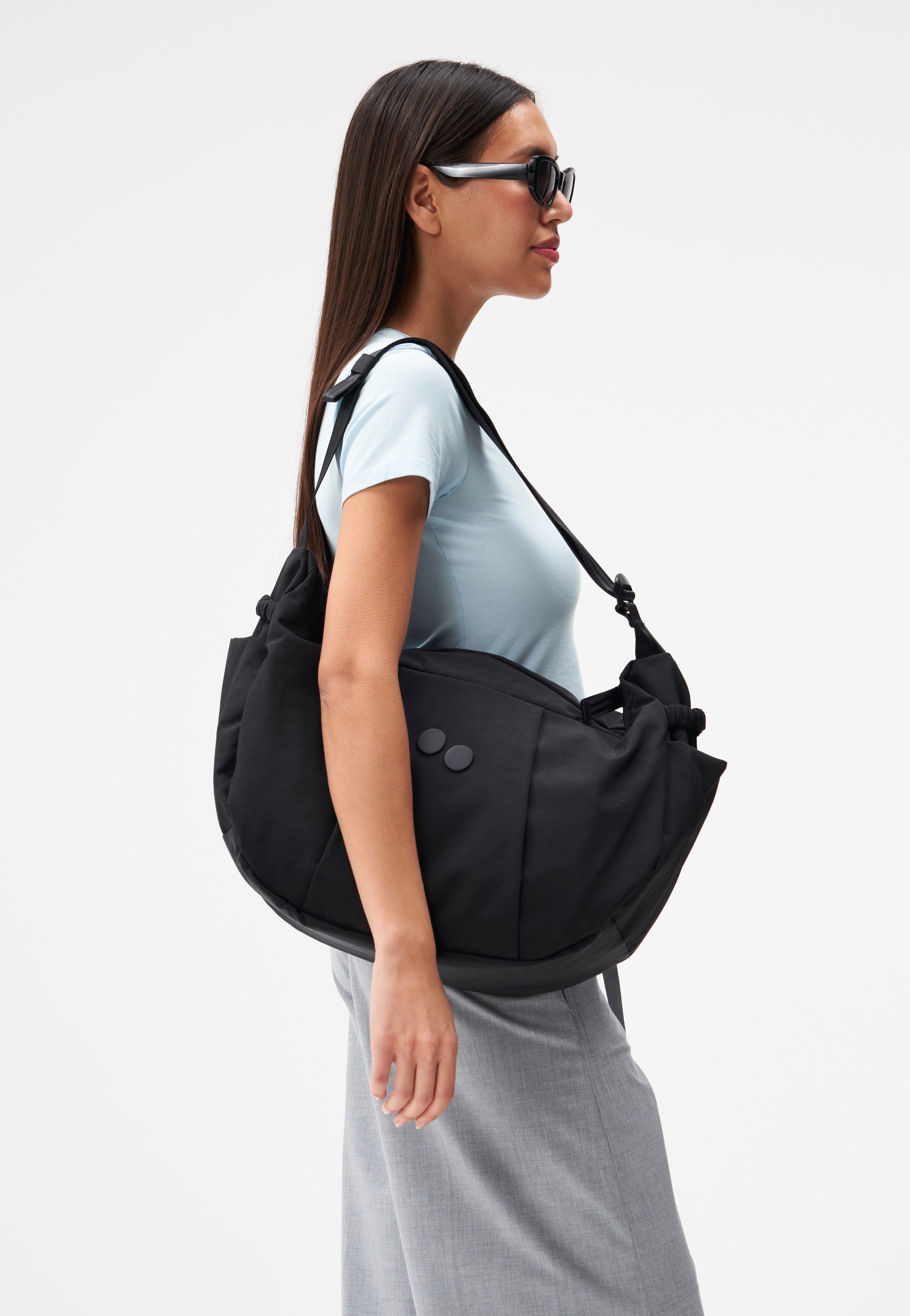pinqponq Krumm Large Crinkle Black Hobo Bag