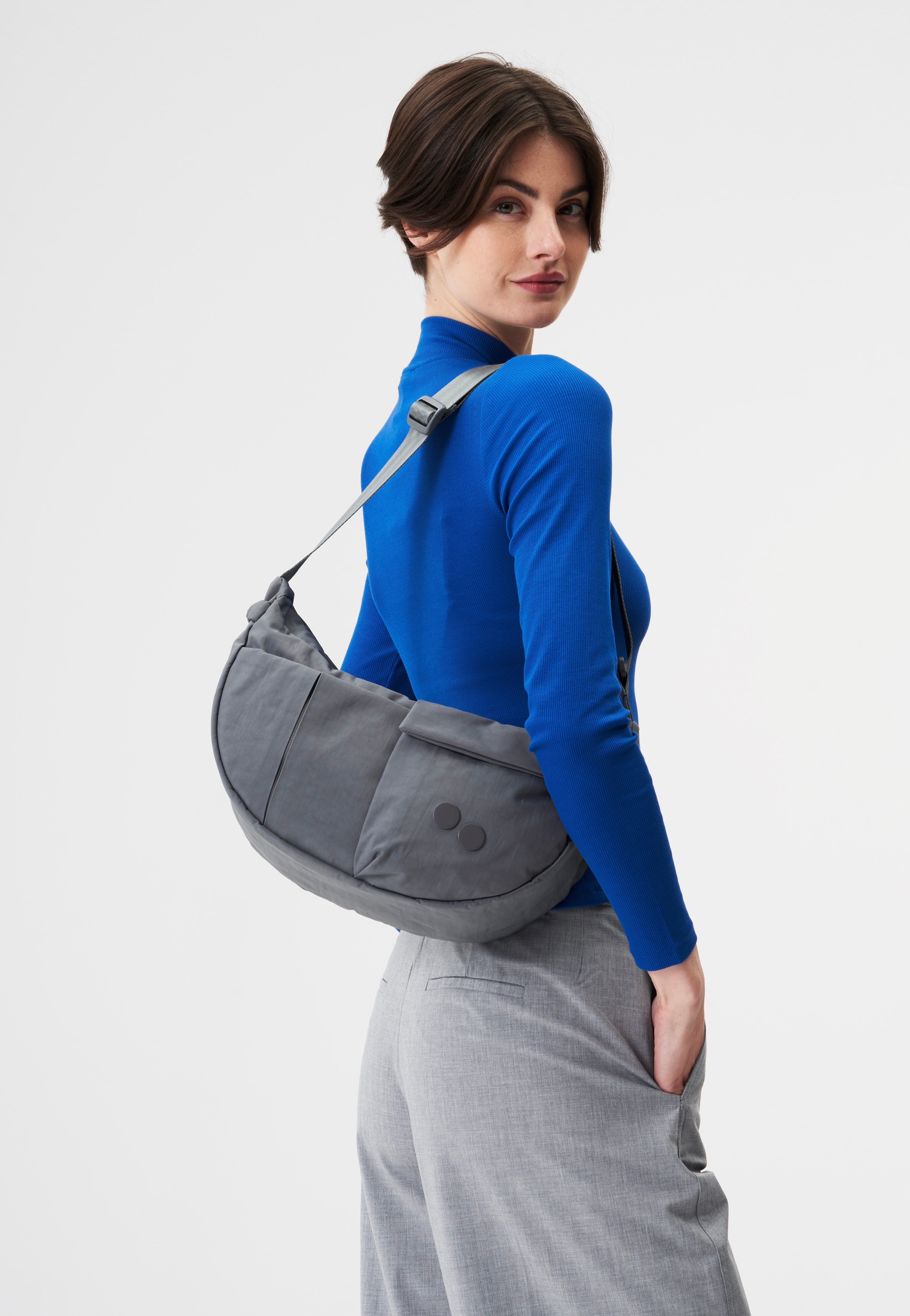 pinqponq Krumm Medium Crinkle Grey Crossbody Bag