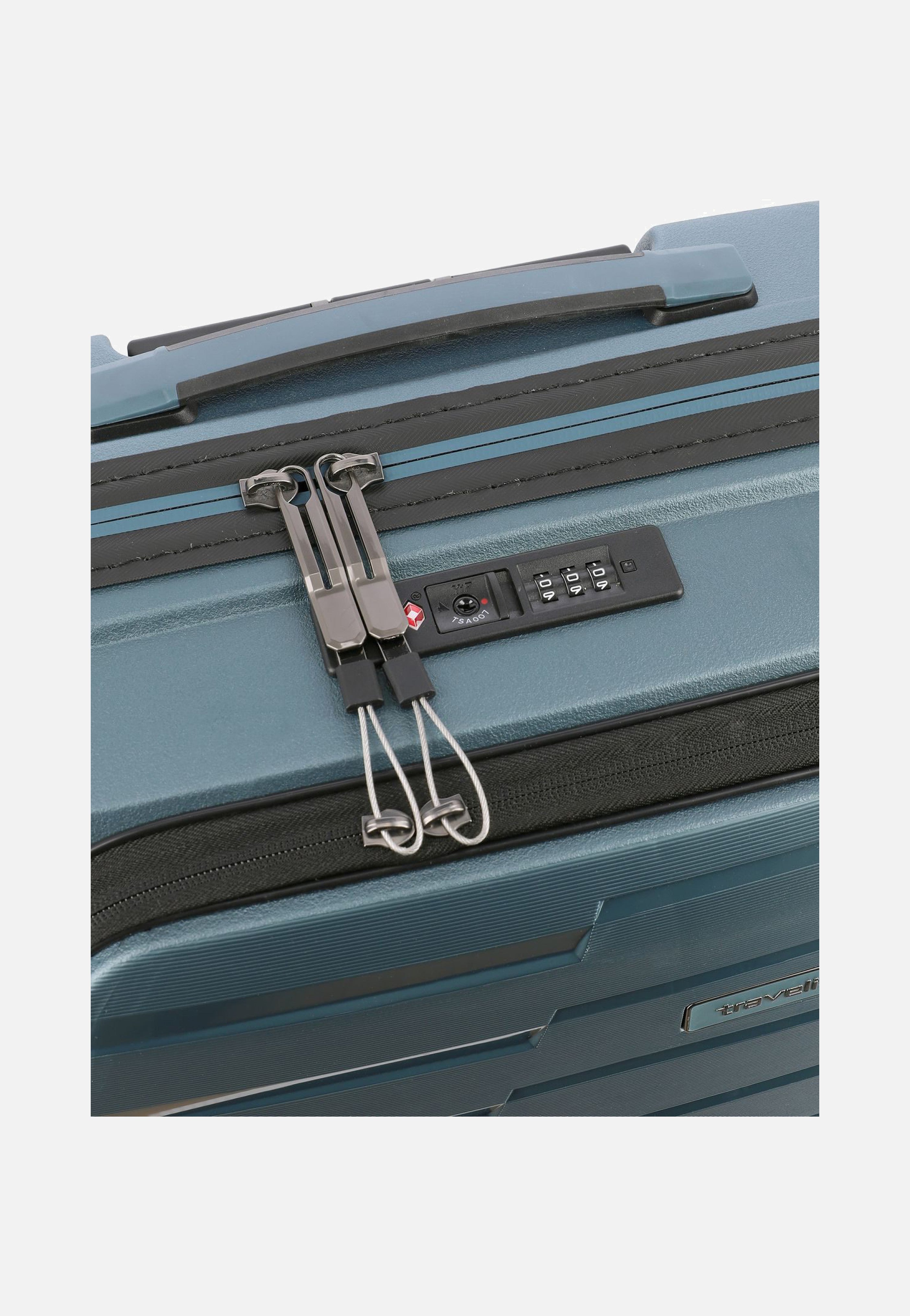 travelite Air Base 4-Rad Trolley S Vortasche Eisblau Koffer