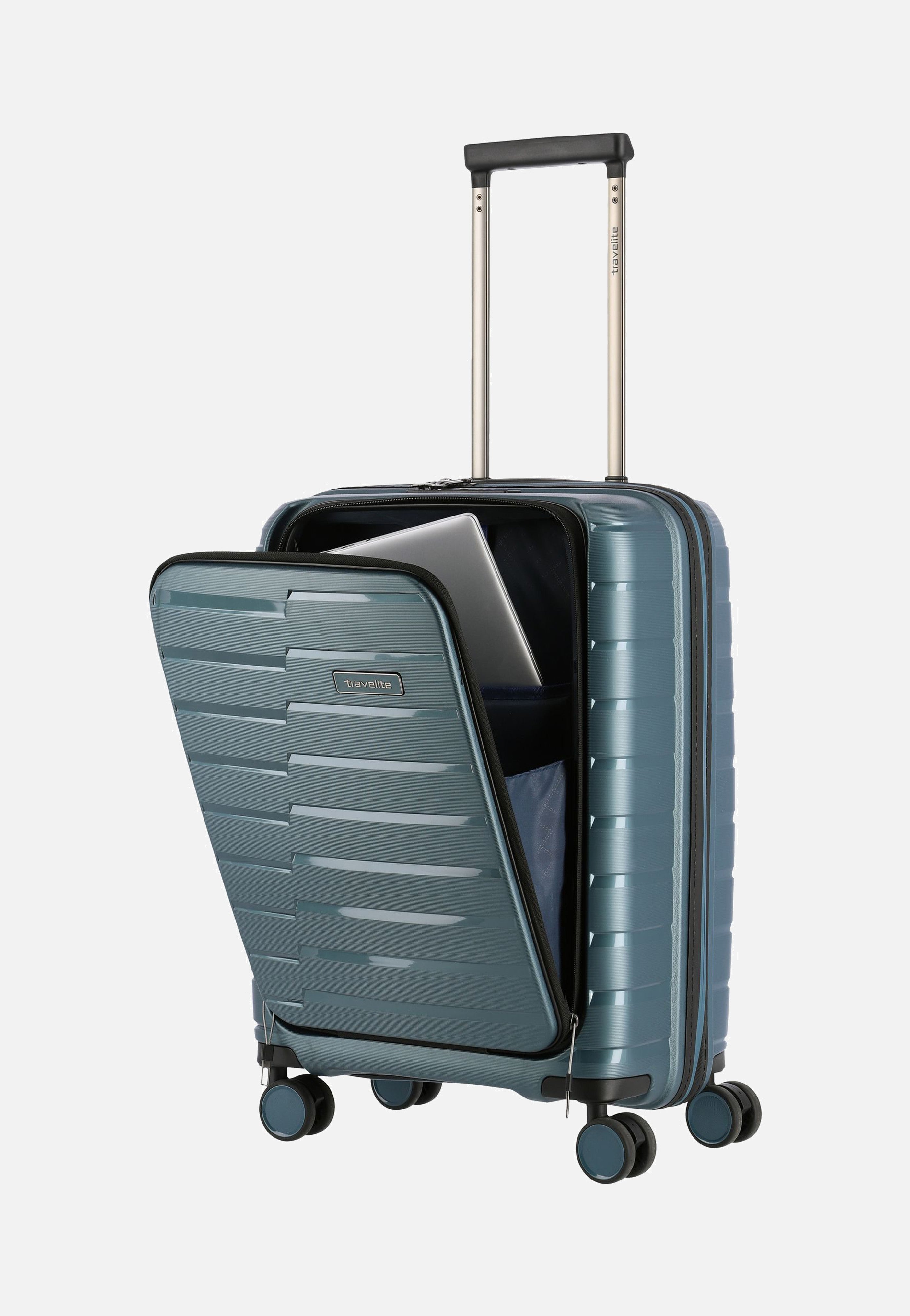 travelite Air Base 4-Rad Trolley S Vortasche Eisblau Koffer