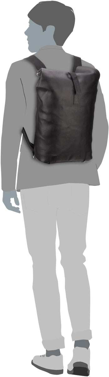 Brooks England Pickwick Leather 12 L Black Rucksack – Silhouettenansicht