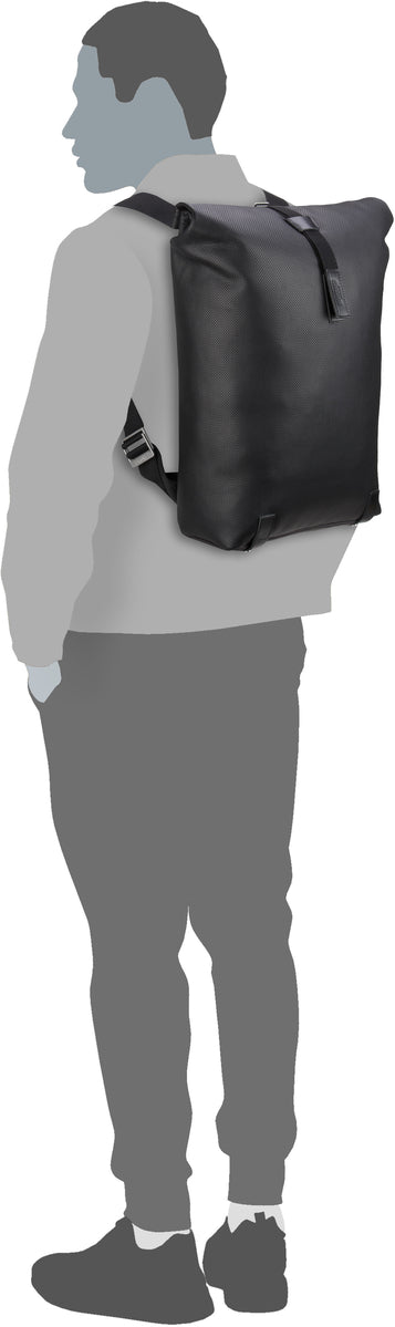Brooks England Pickwick Reflective Leather Black Rolltop Rucksack – Silhouettenansicht